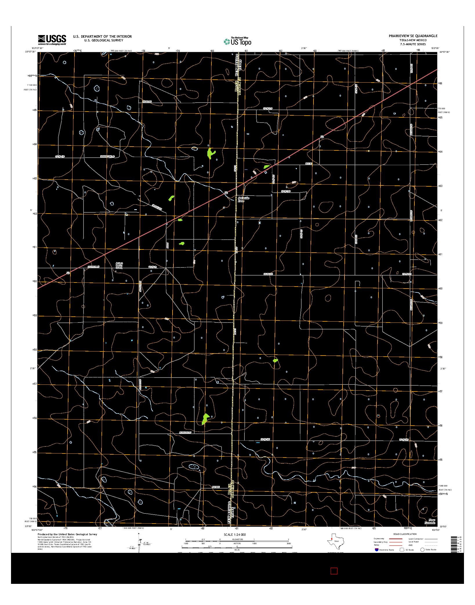 USGS US TOPO 7.5-MINUTE MAP FOR PRAIRIEVIEW SE, TX-NM 2016