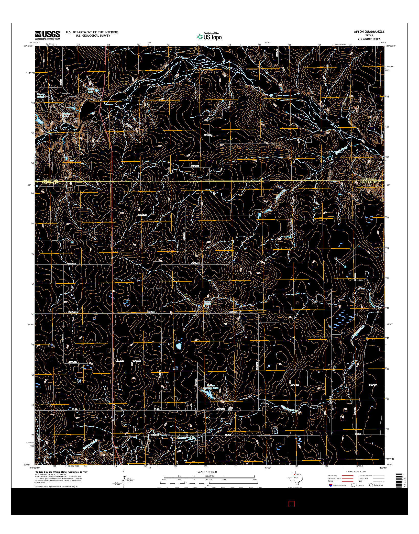 USGS US TOPO 7.5-MINUTE MAP FOR AFTON, TX 2016