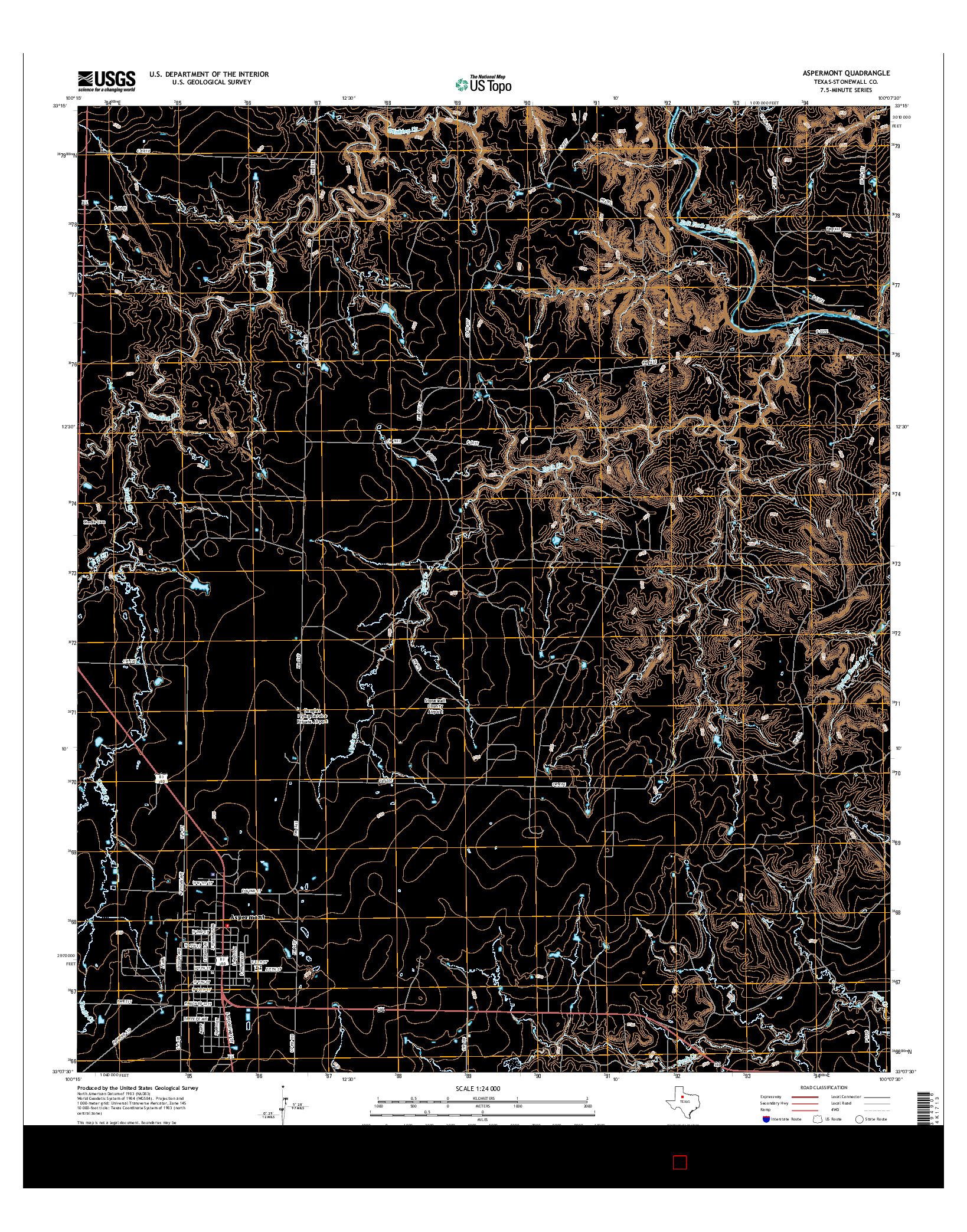 USGS US TOPO 7.5-MINUTE MAP FOR ASPERMONT, TX 2016