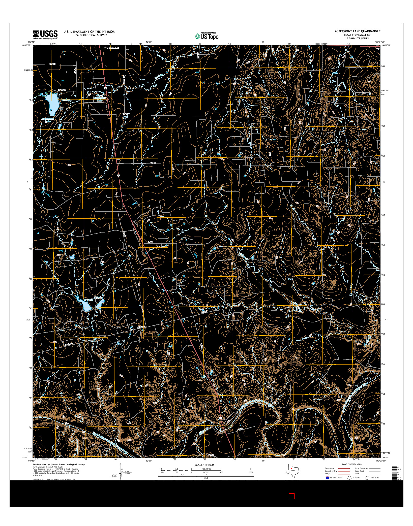 USGS US TOPO 7.5-MINUTE MAP FOR ASPERMONT LAKE, TX 2016