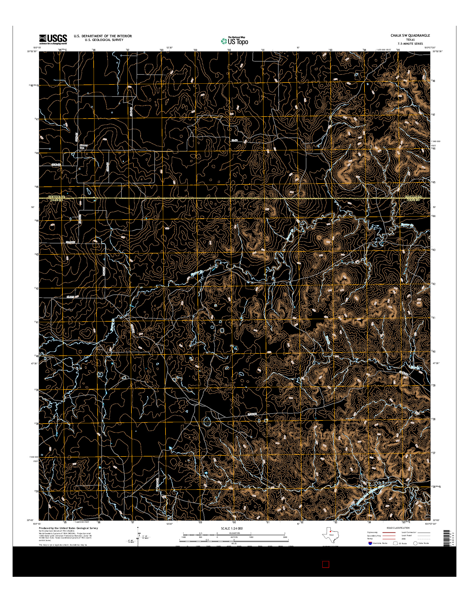 USGS US TOPO 7.5-MINUTE MAP FOR CHALK SW, TX 2016