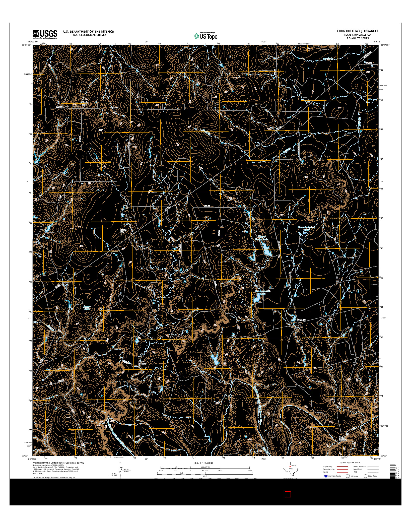 USGS US TOPO 7.5-MINUTE MAP FOR COON HOLLOW, TX 2016