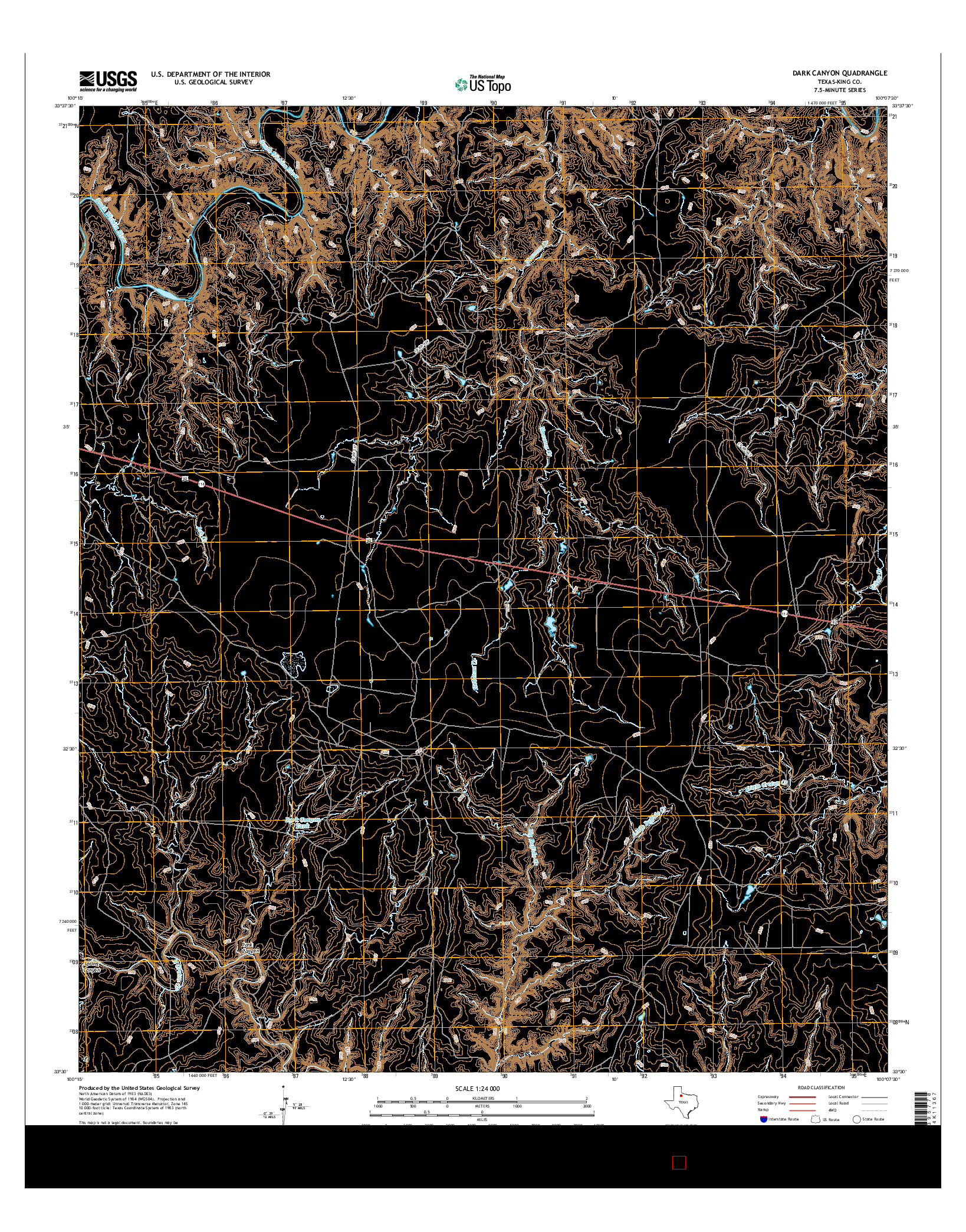 USGS US TOPO 7.5-MINUTE MAP FOR DARK CANYON, TX 2016