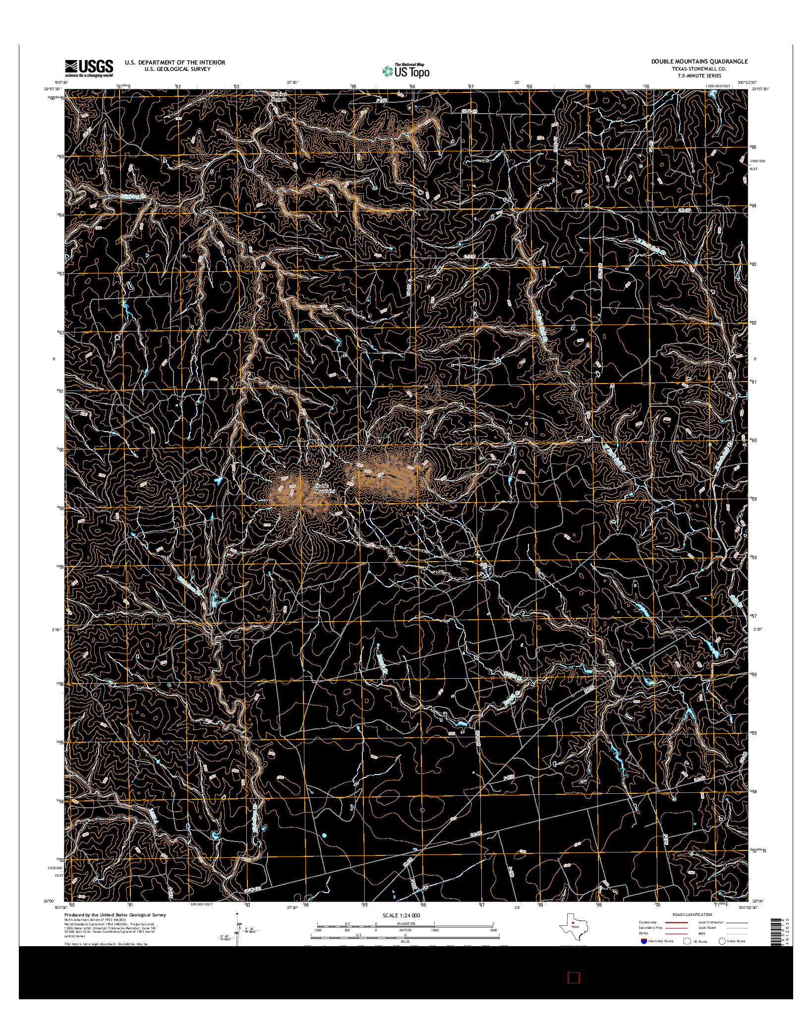 USGS US TOPO 7.5-MINUTE MAP FOR DOUBLE MOUNTAINS, TX 2016