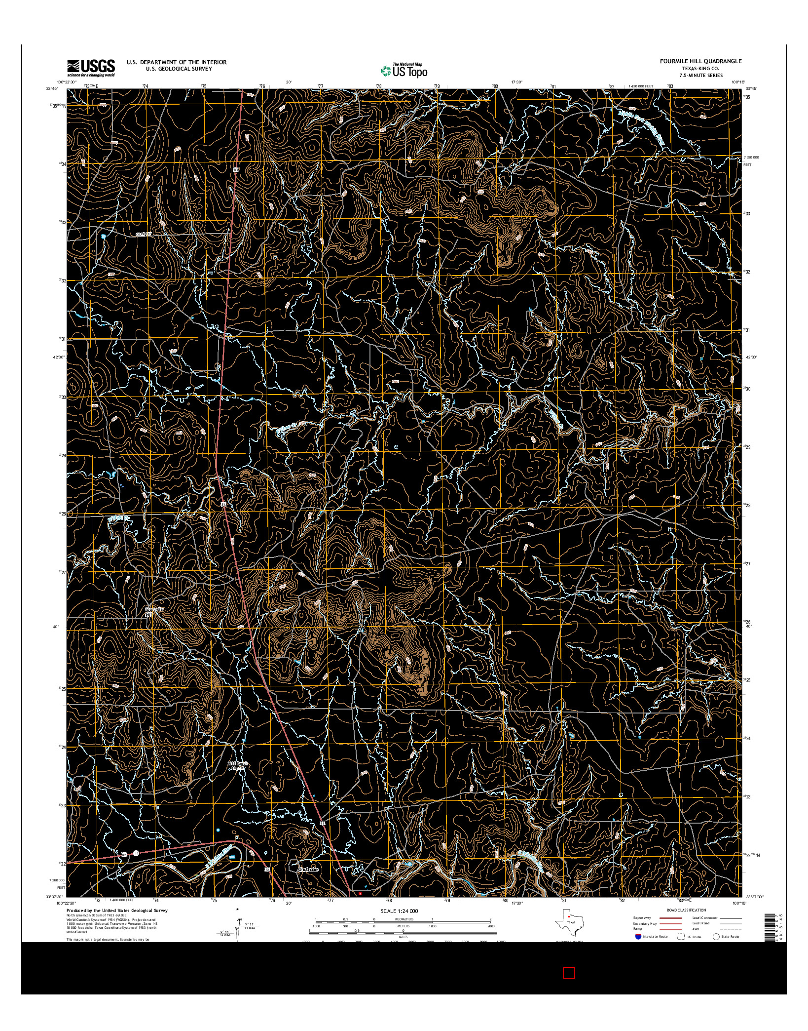 USGS US TOPO 7.5-MINUTE MAP FOR FOURMILE HILL, TX 2016