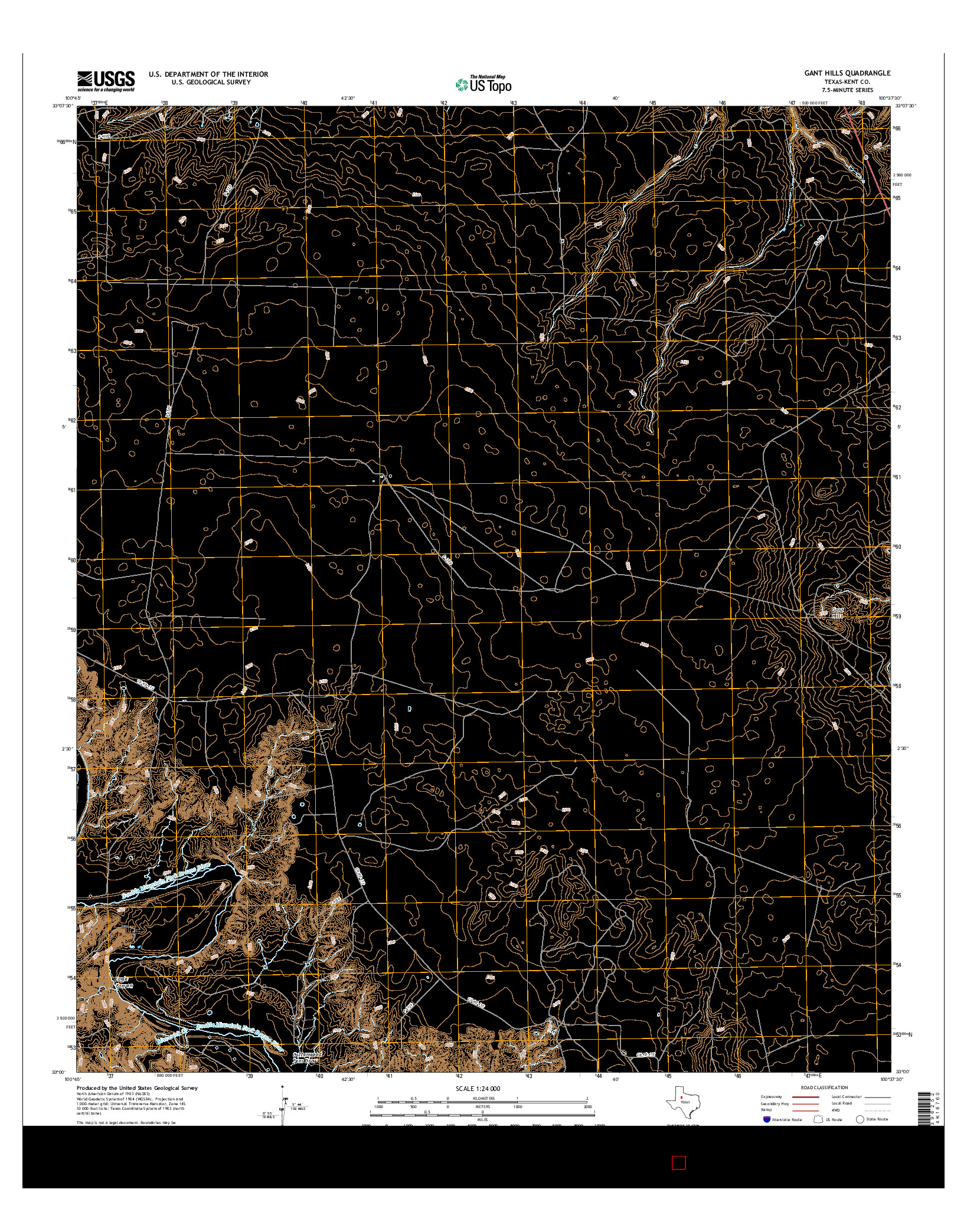 USGS US TOPO 7.5-MINUTE MAP FOR GANT HILLS, TX 2016