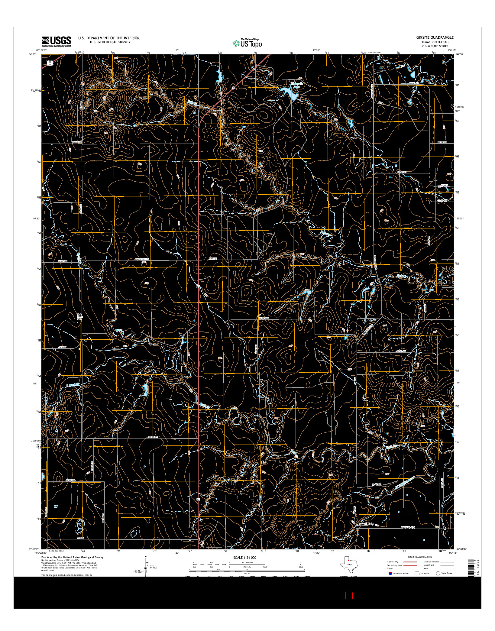 USGS US TOPO 7.5-MINUTE MAP FOR GINSITE, TX 2016