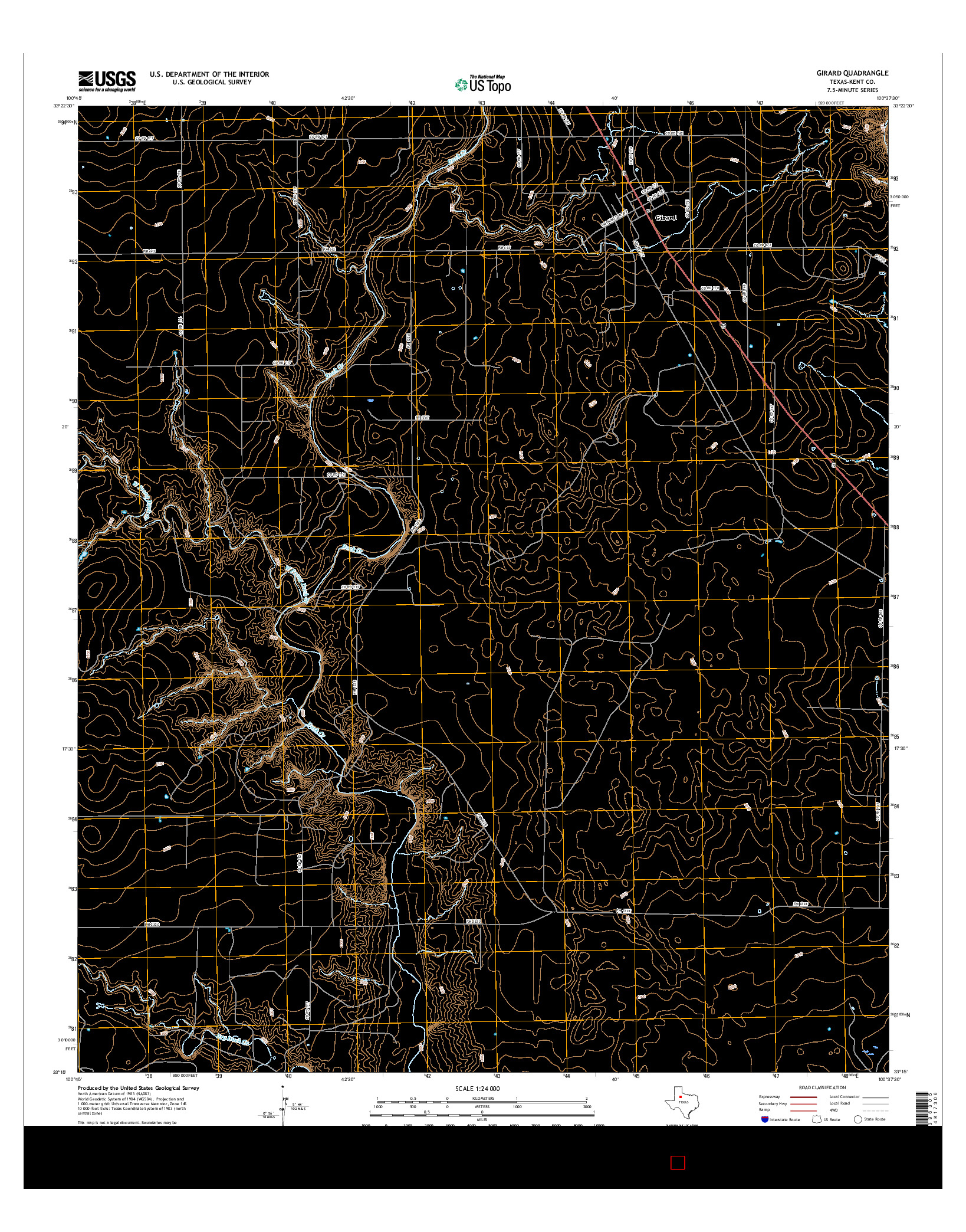 USGS US TOPO 7.5-MINUTE MAP FOR GIRARD, TX 2016