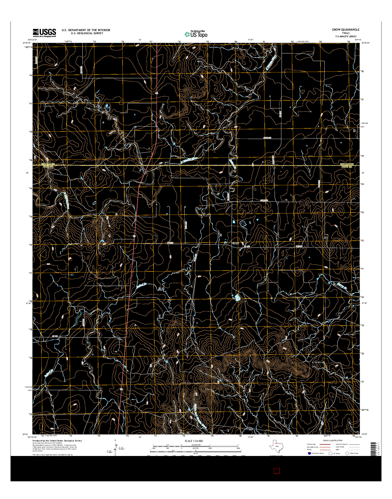 USGS US TOPO 7.5-MINUTE MAP FOR GROW, TX 2016