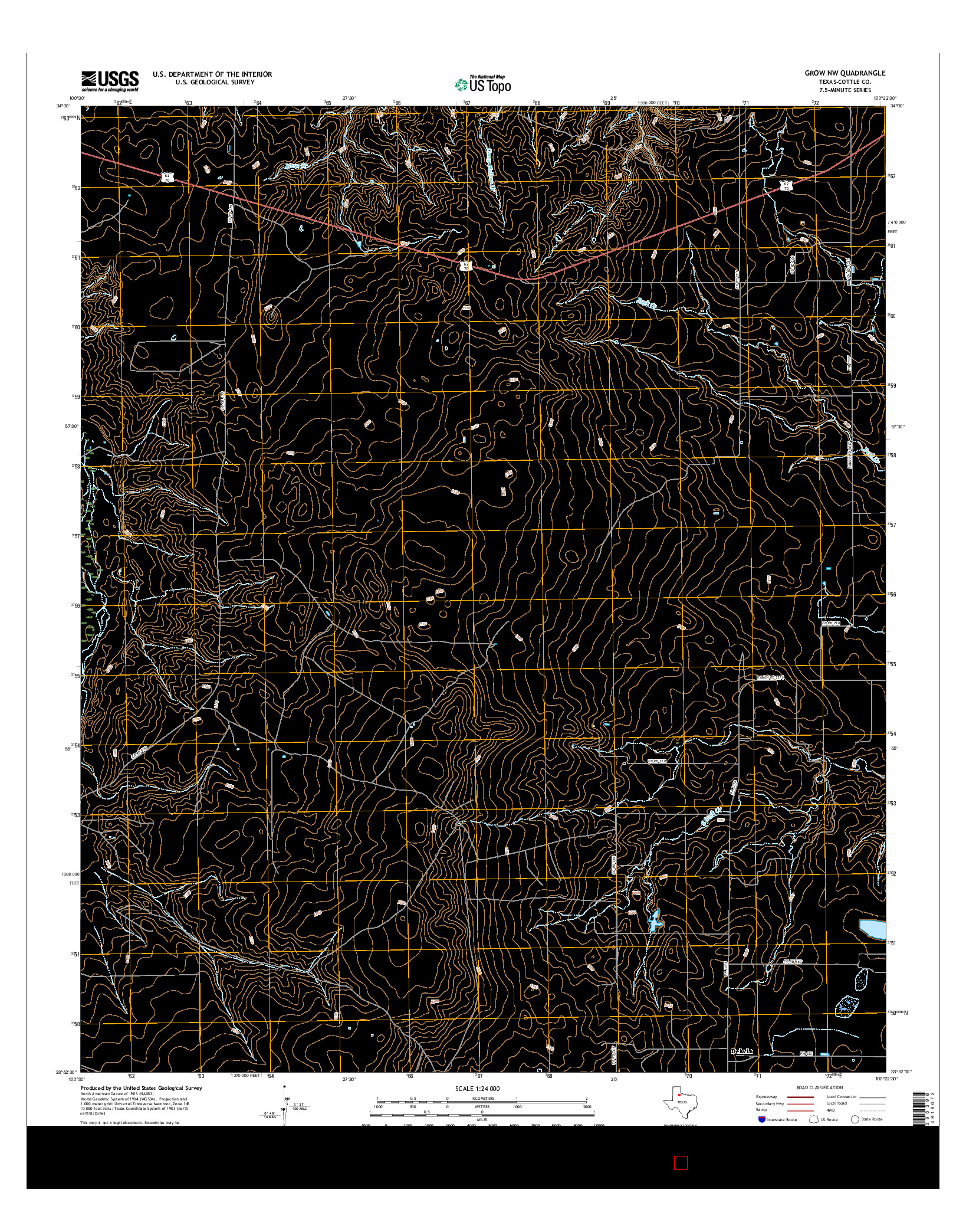 USGS US TOPO 7.5-MINUTE MAP FOR GROW NW, TX 2016