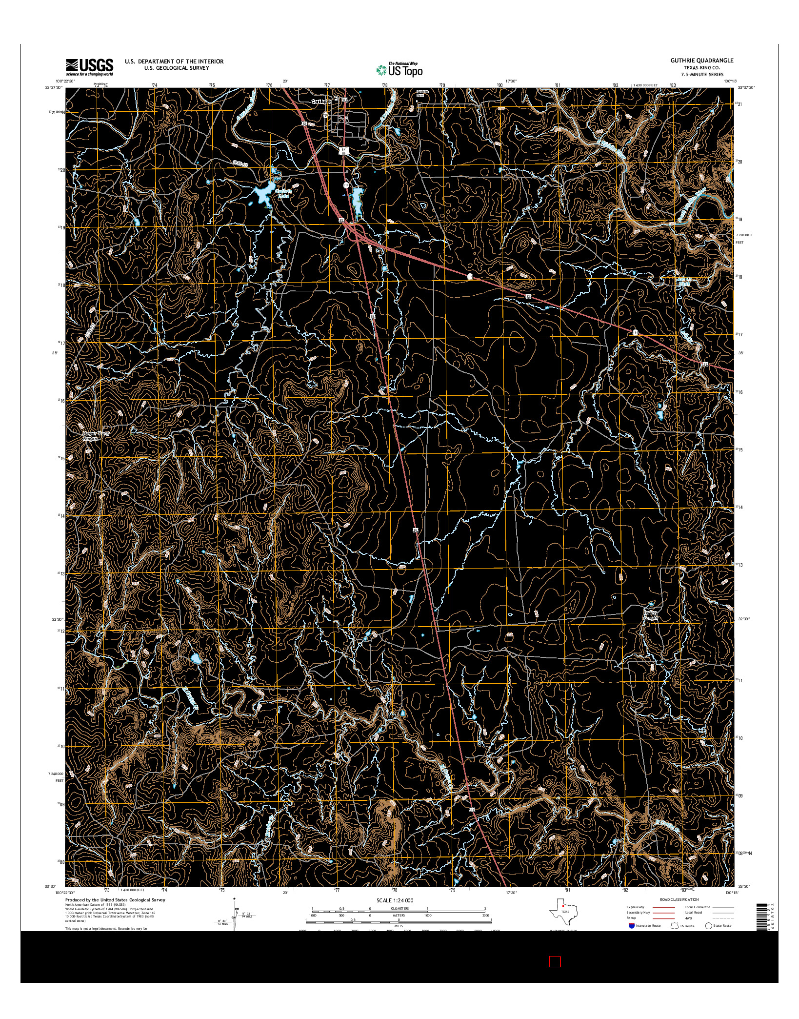 USGS US TOPO 7.5-MINUTE MAP FOR GUTHRIE, TX 2016