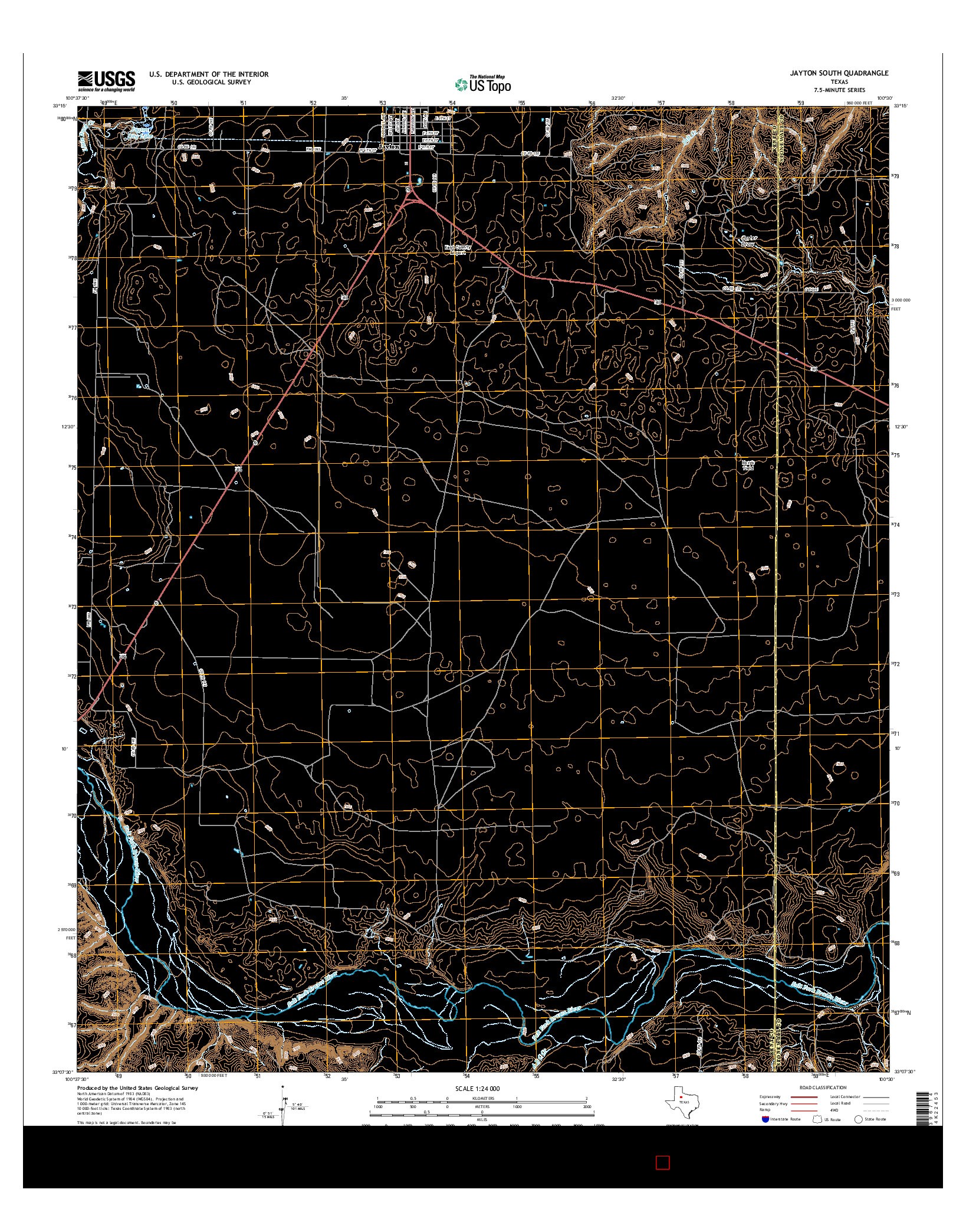 USGS US TOPO 7.5-MINUTE MAP FOR JAYTON SOUTH, TX 2016