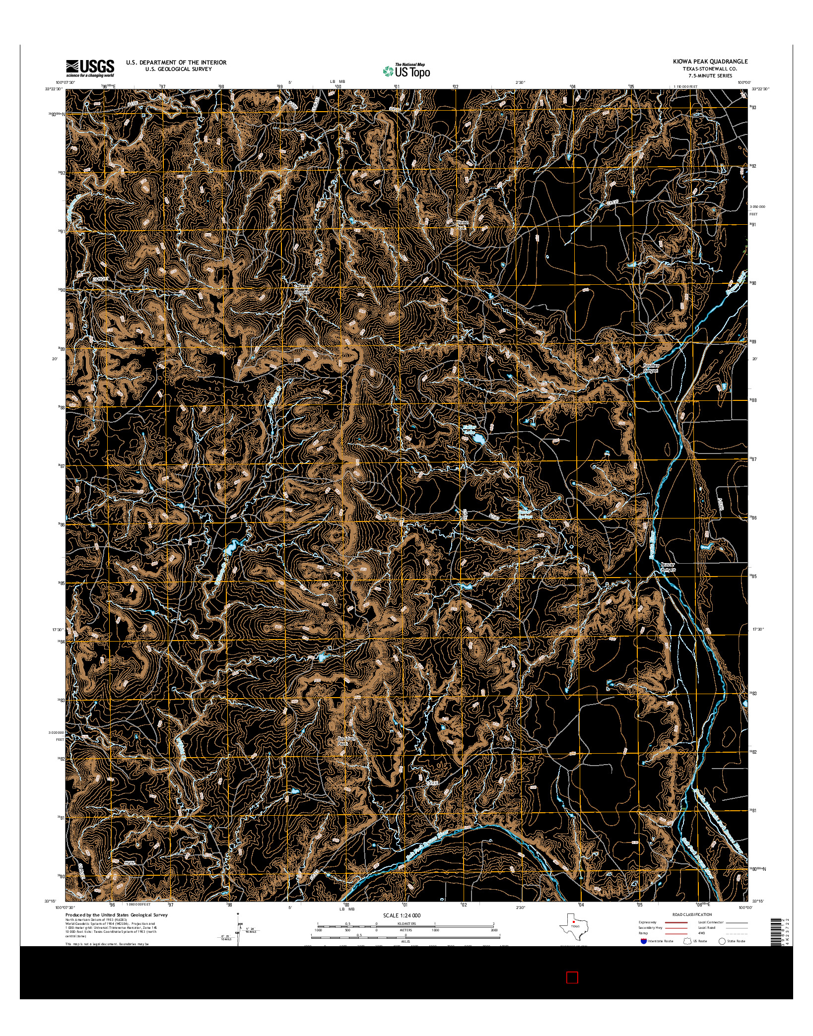 USGS US TOPO 7.5-MINUTE MAP FOR KIOWA PEAK, TX 2016