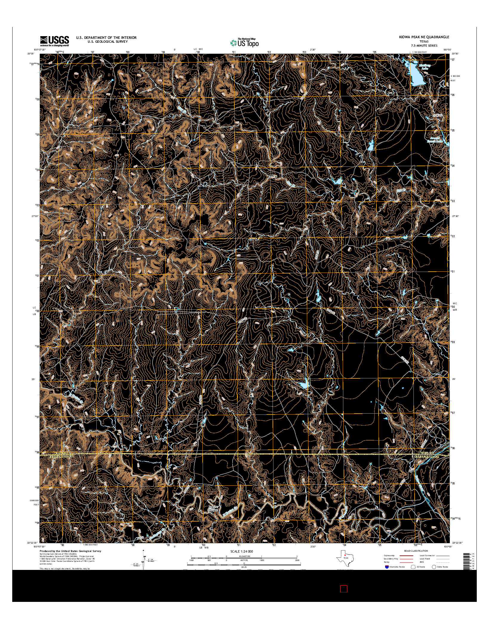 USGS US TOPO 7.5-MINUTE MAP FOR KIOWA PEAK NE, TX 2016