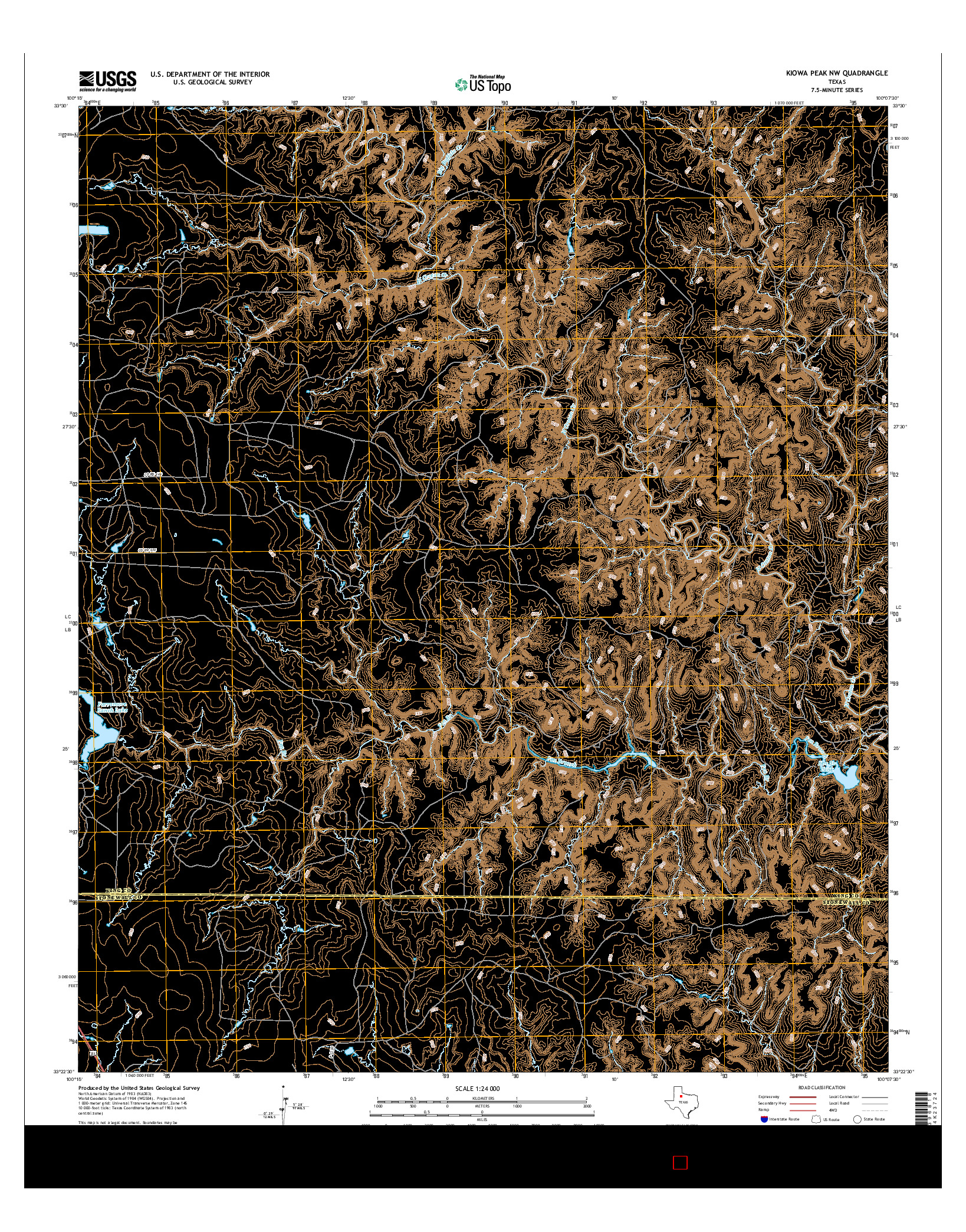 USGS US TOPO 7.5-MINUTE MAP FOR KIOWA PEAK NW, TX 2016