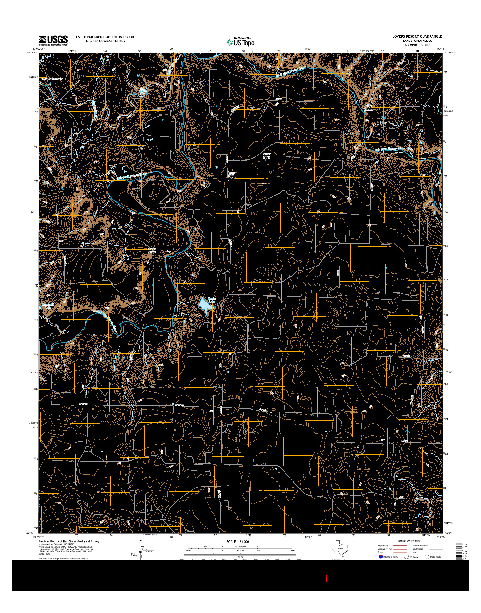 USGS US TOPO 7.5-MINUTE MAP FOR LOVERS RESORT, TX 2016