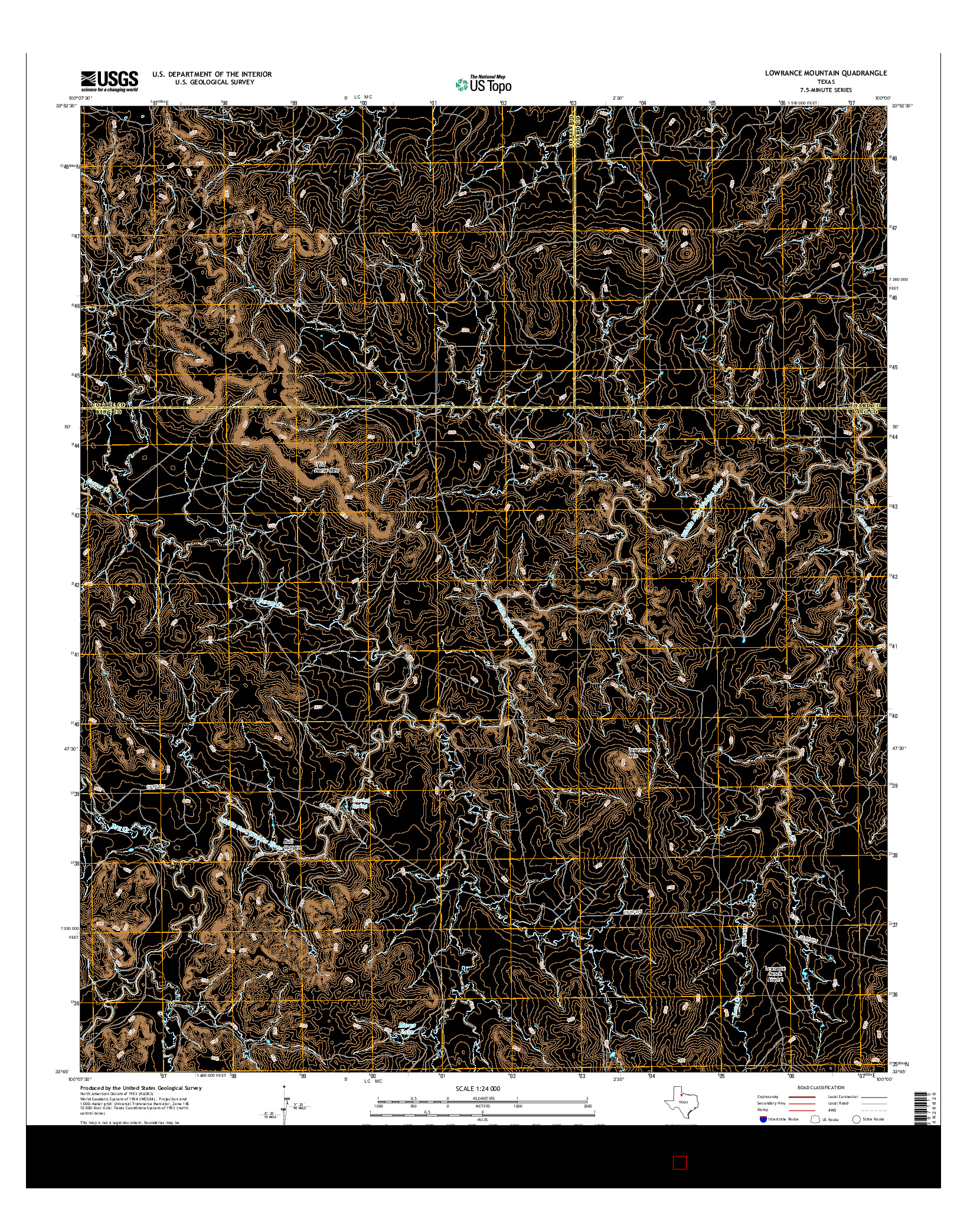 USGS US TOPO 7.5-MINUTE MAP FOR LOWRANCE MOUNTAIN, TX 2016
