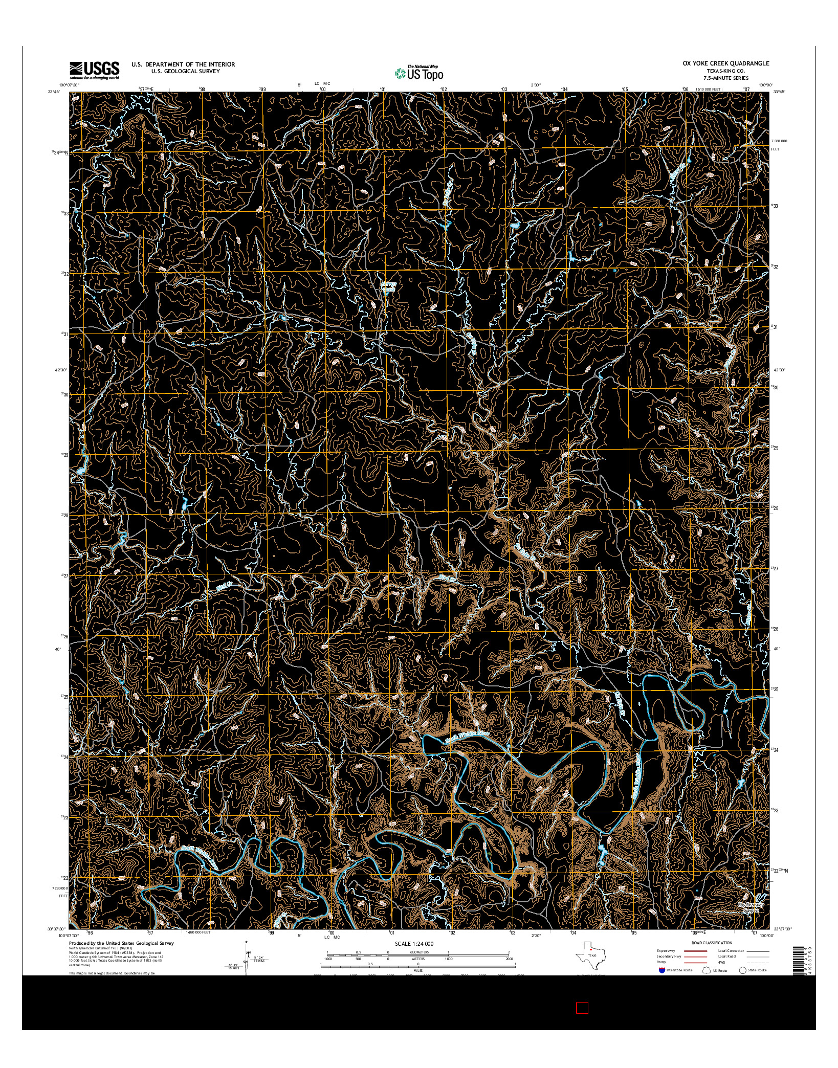USGS US TOPO 7.5-MINUTE MAP FOR OX YOKE CREEK, TX 2016