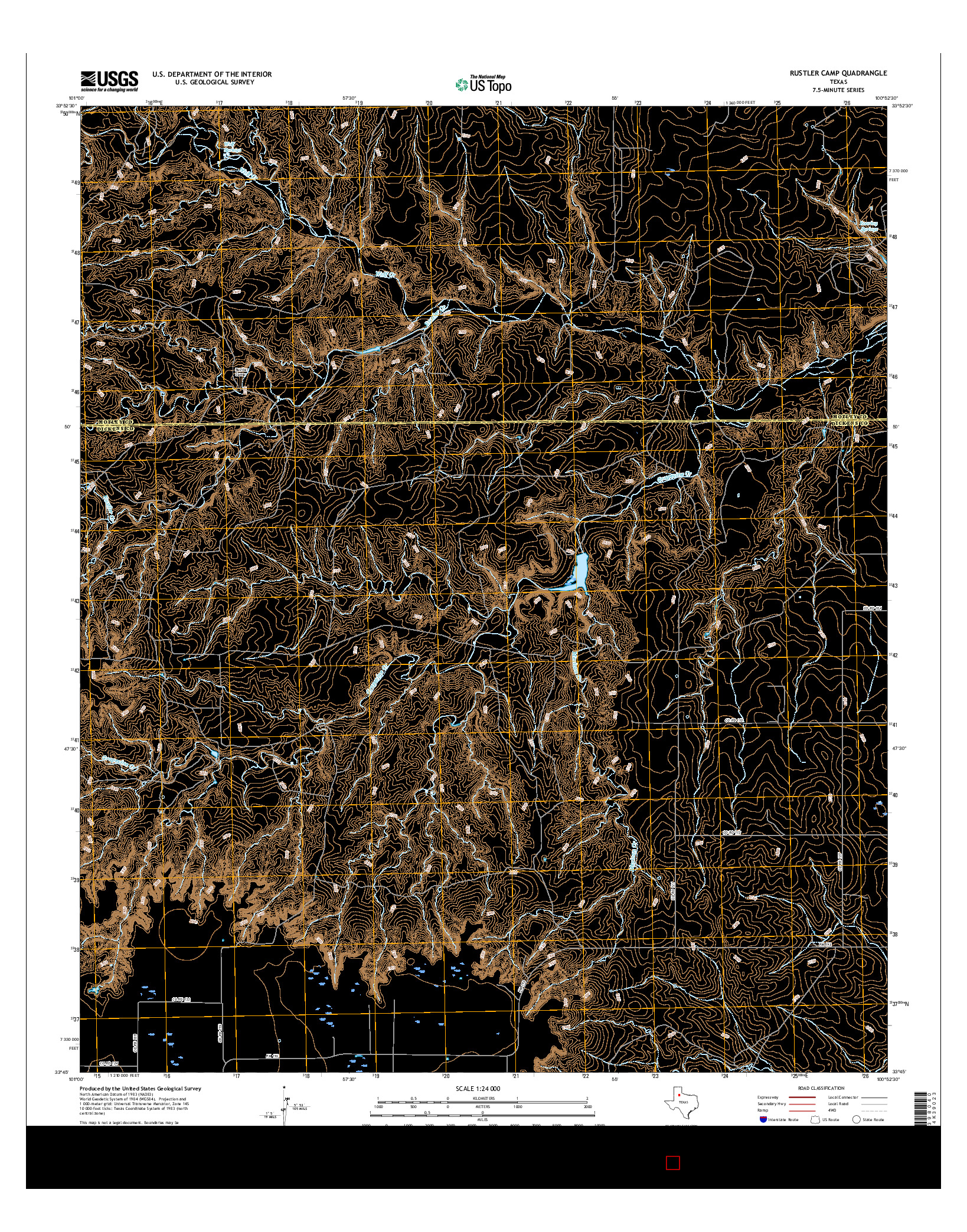USGS US TOPO 7.5-MINUTE MAP FOR RUSTLER CAMP, TX 2016
