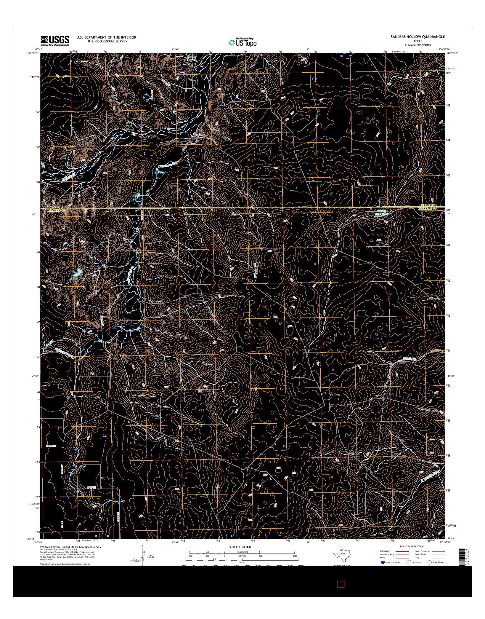 USGS US TOPO 7.5-MINUTE MAP FOR SANDERS HOLLOW, TX 2016