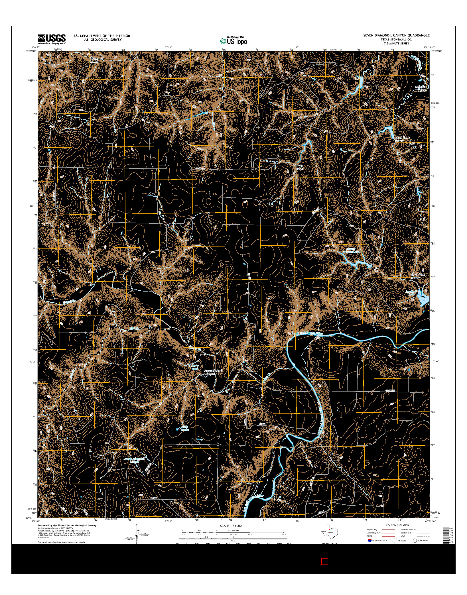 USGS US TOPO 7.5-MINUTE MAP FOR SEVEN DIAMOND L CANYON, TX 2016