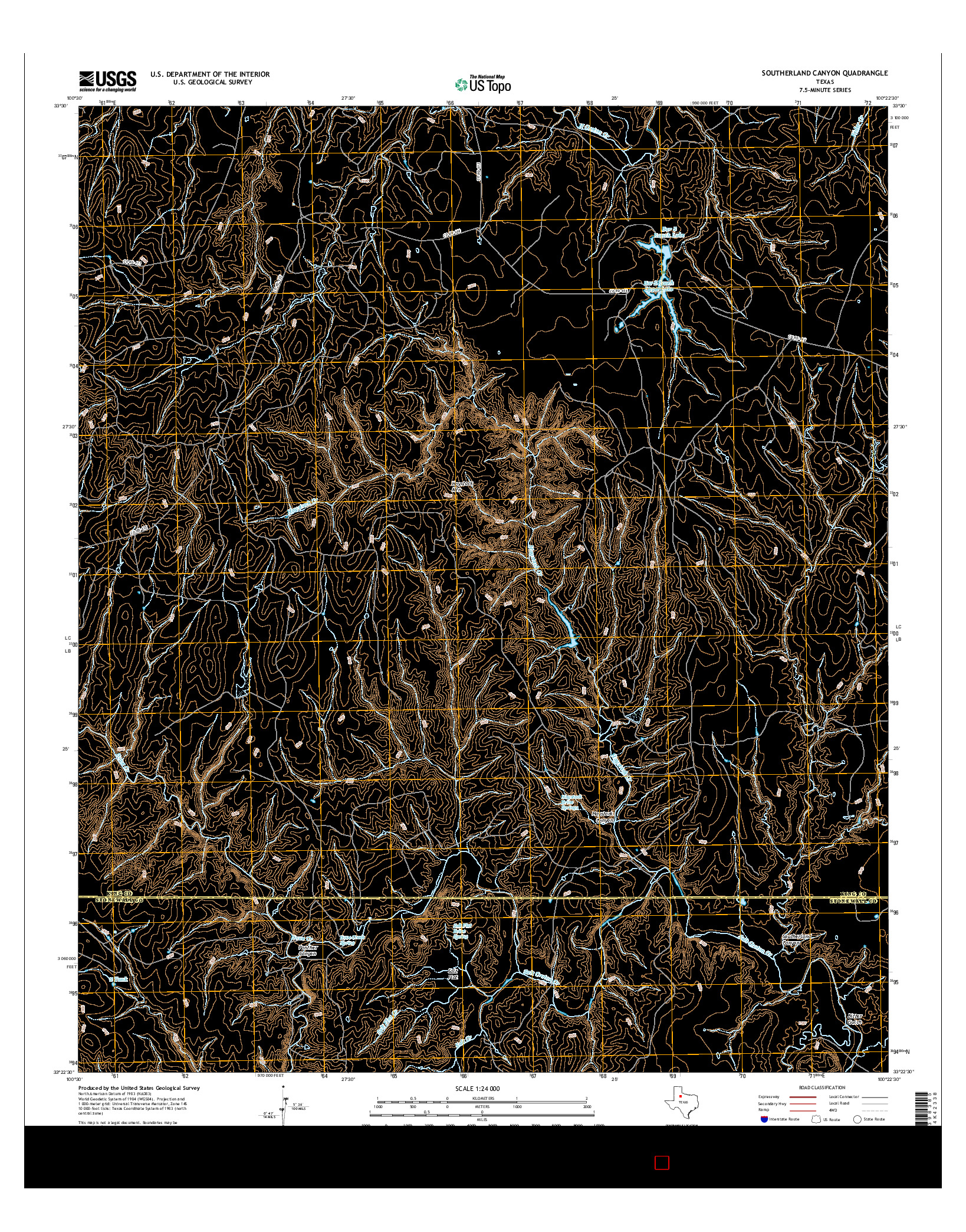 USGS US TOPO 7.5-MINUTE MAP FOR SOUTHERLAND CANYON, TX 2016