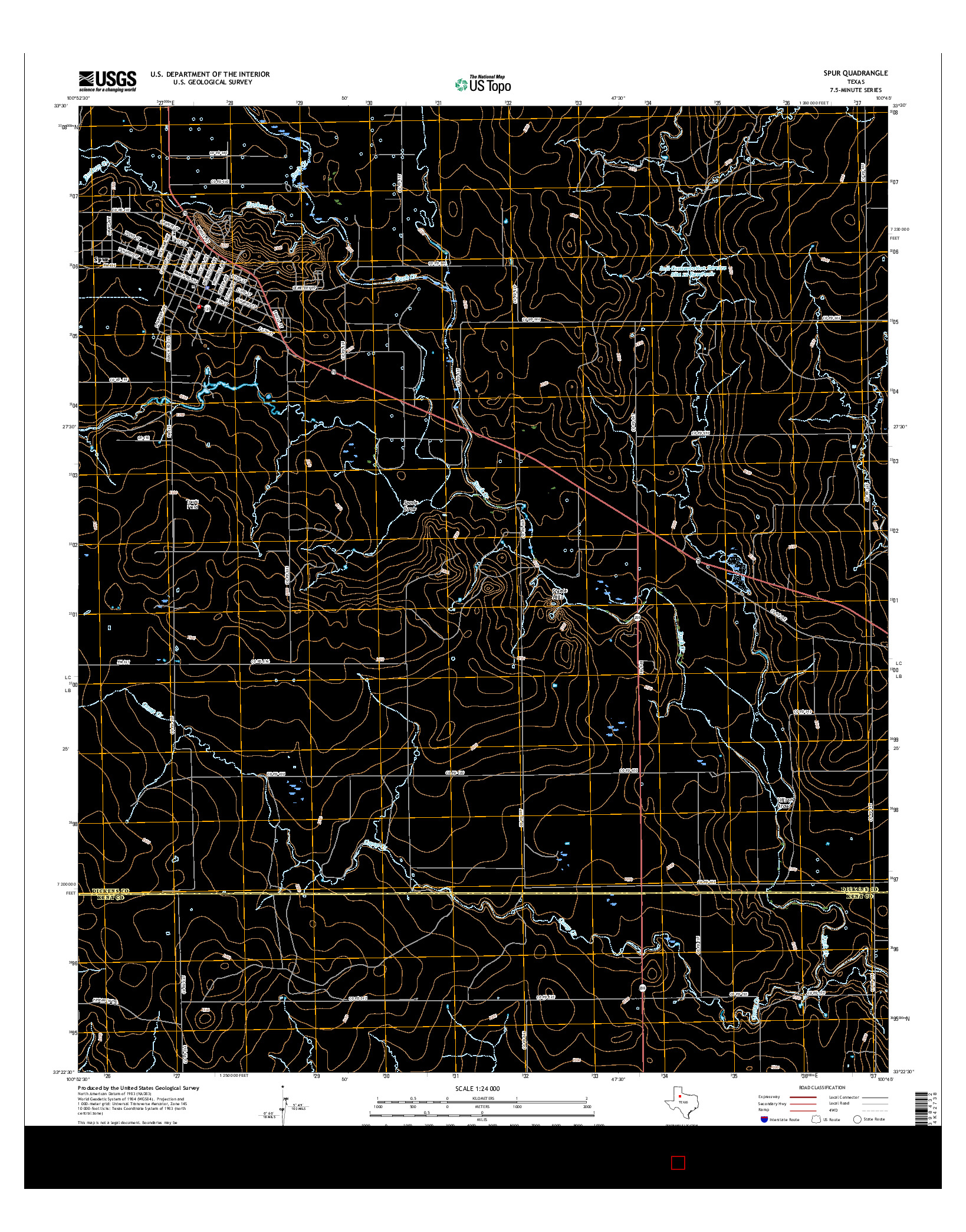 USGS US TOPO 7.5-MINUTE MAP FOR SPUR, TX 2016