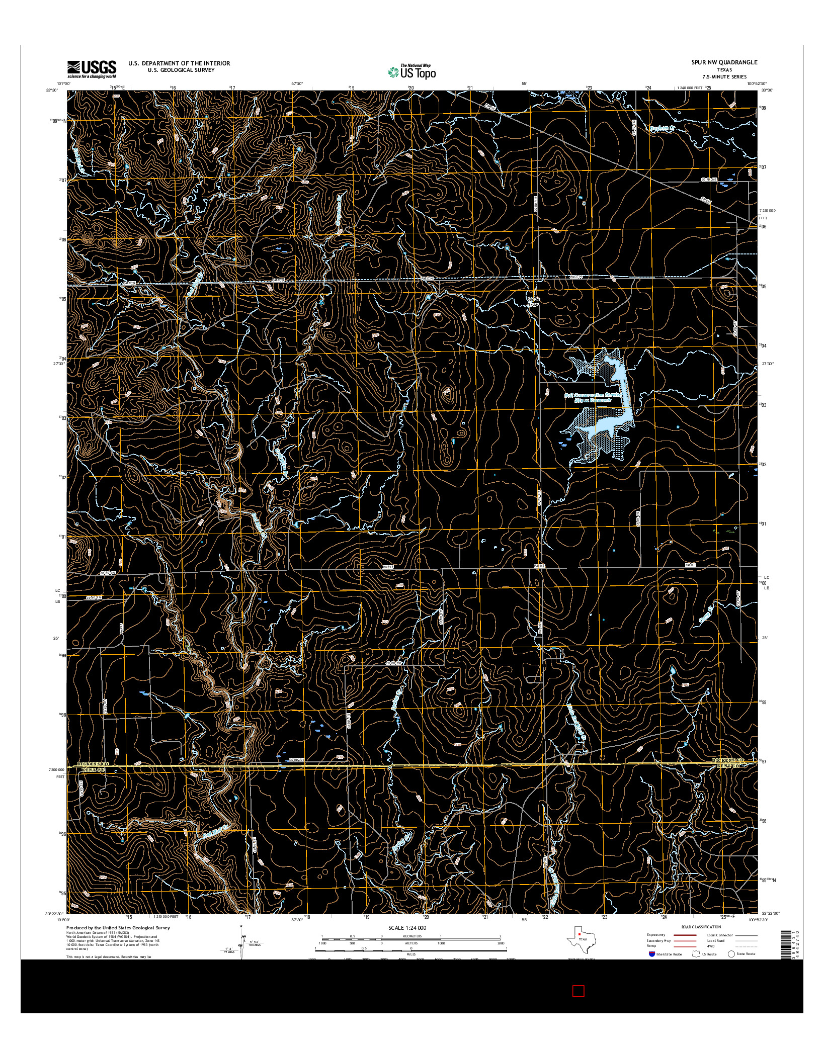 USGS US TOPO 7.5-MINUTE MAP FOR SPUR NW, TX 2016