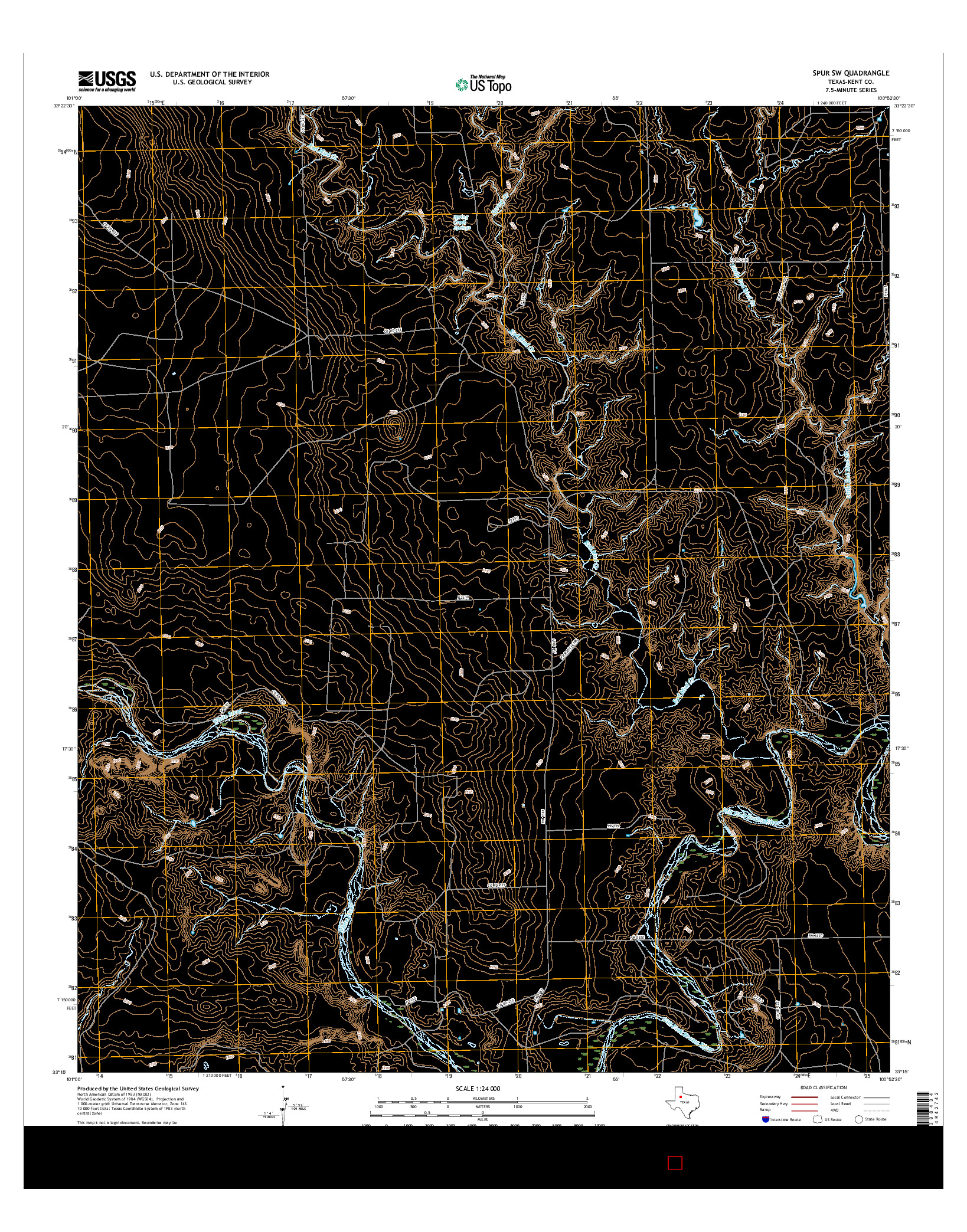 USGS US TOPO 7.5-MINUTE MAP FOR SPUR SW, TX 2016