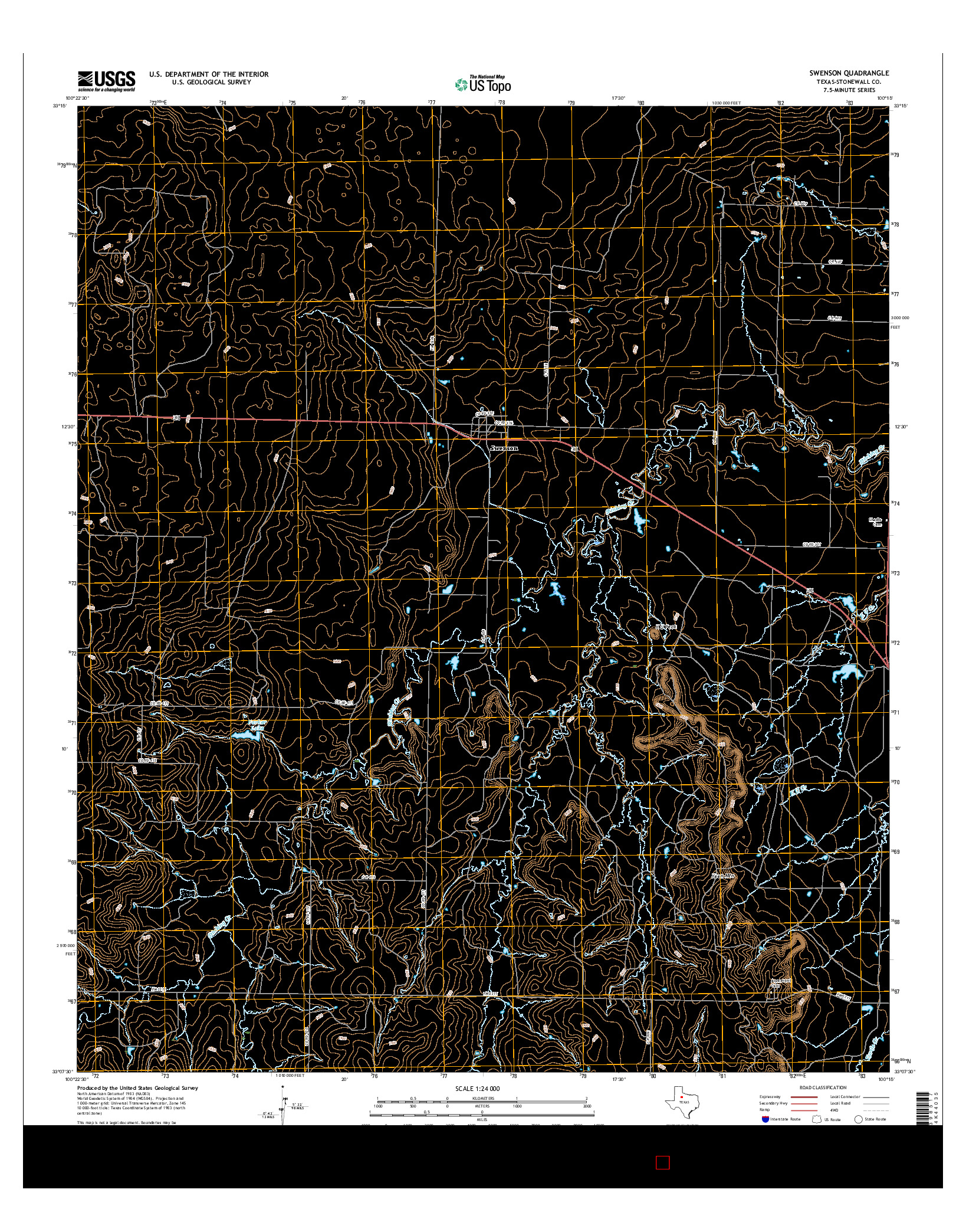 USGS US TOPO 7.5-MINUTE MAP FOR SWENSON, TX 2016