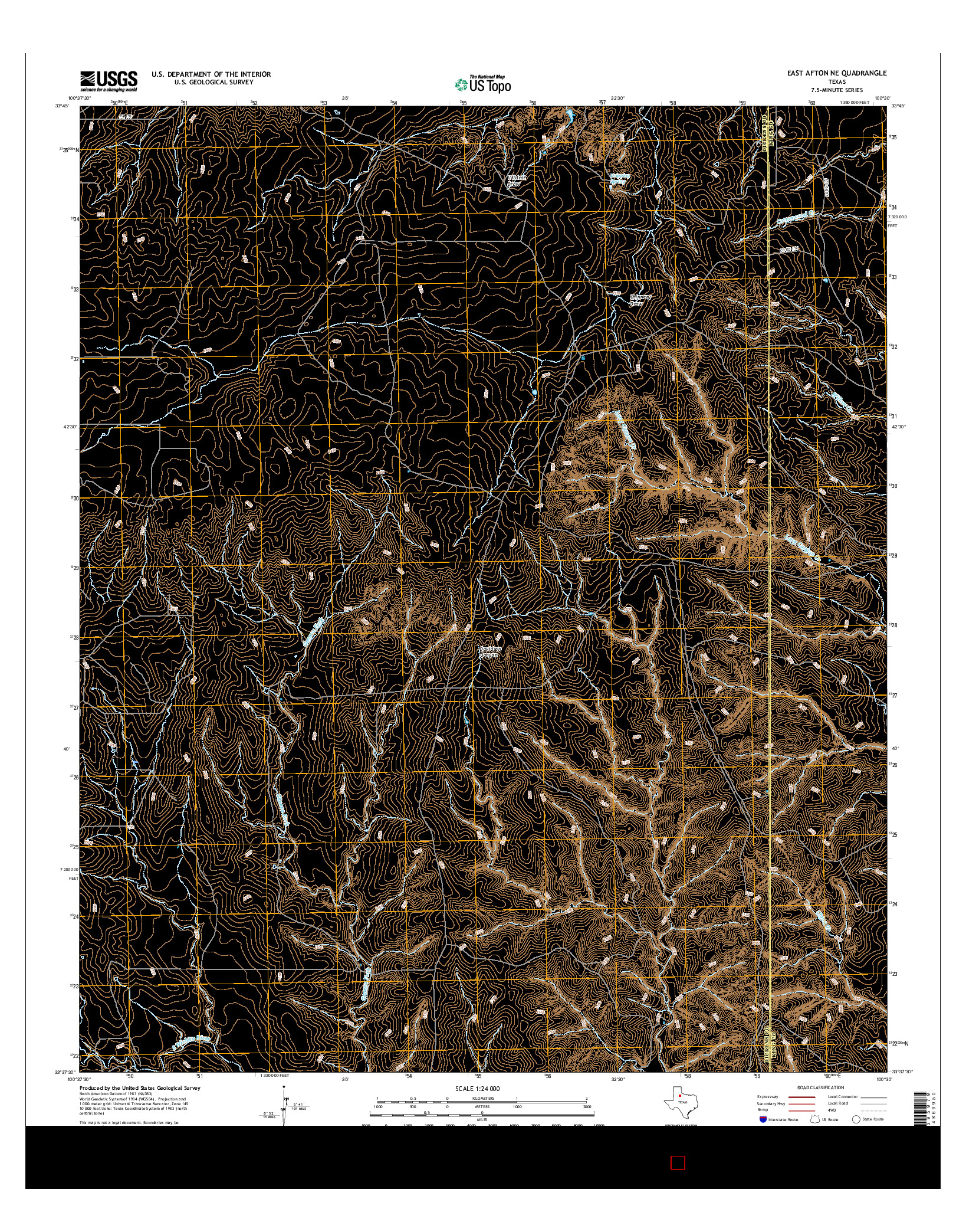 USGS US TOPO 7.5-MINUTE MAP FOR EAST AFTON NE, TX 2016