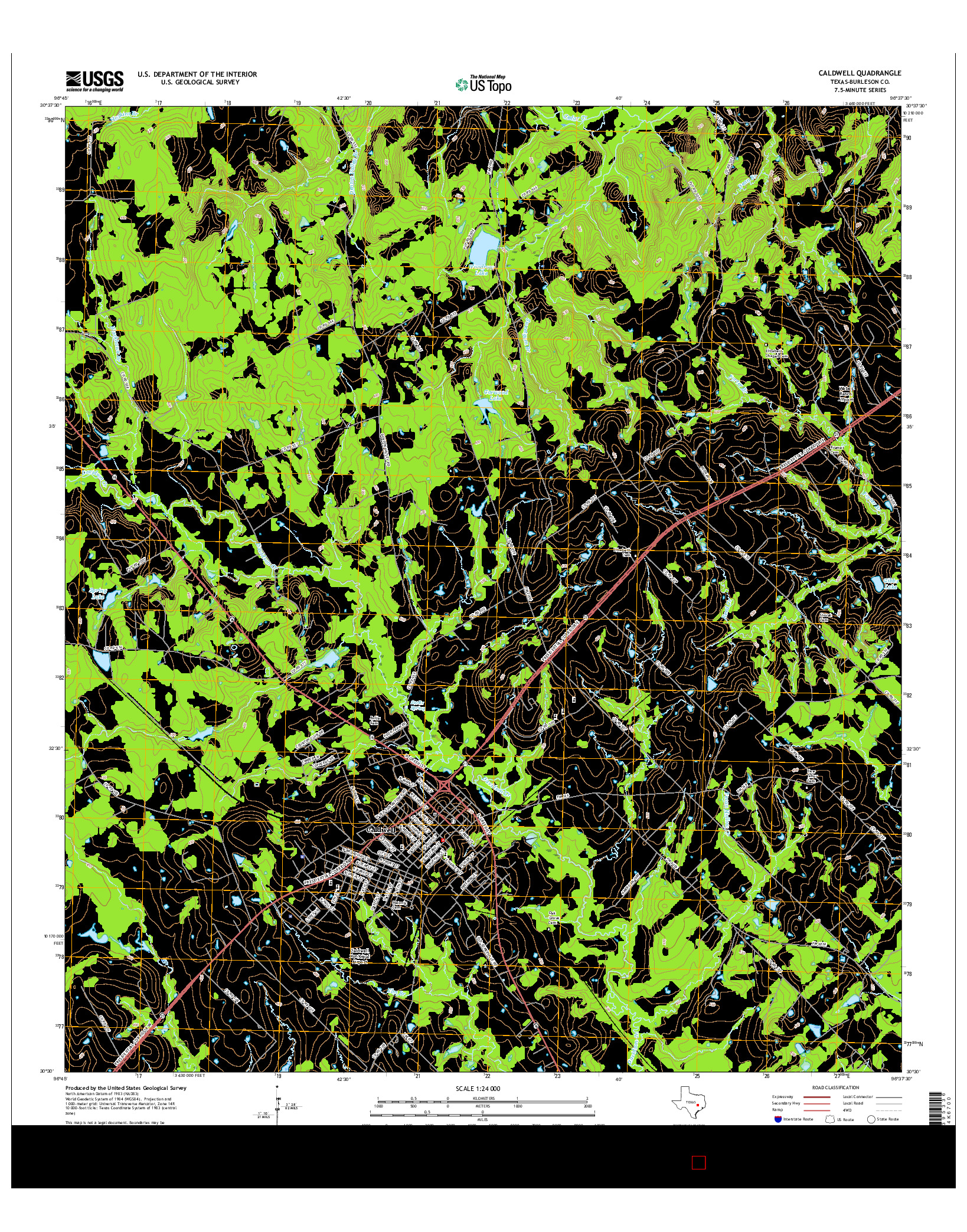 USGS US TOPO 7.5-MINUTE MAP FOR CALDWELL, TX 2016