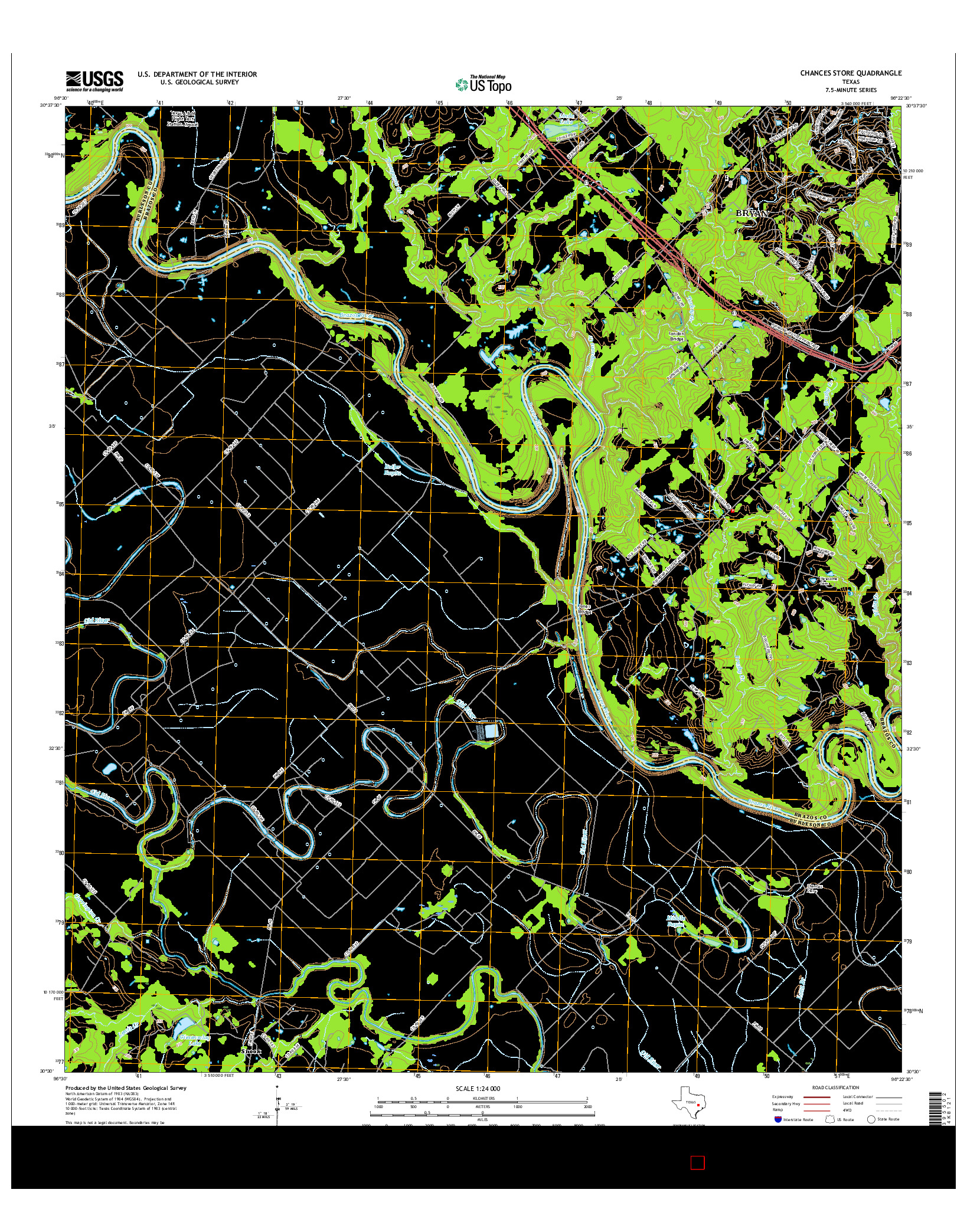 USGS US TOPO 7.5-MINUTE MAP FOR CHANCES STORE, TX 2016