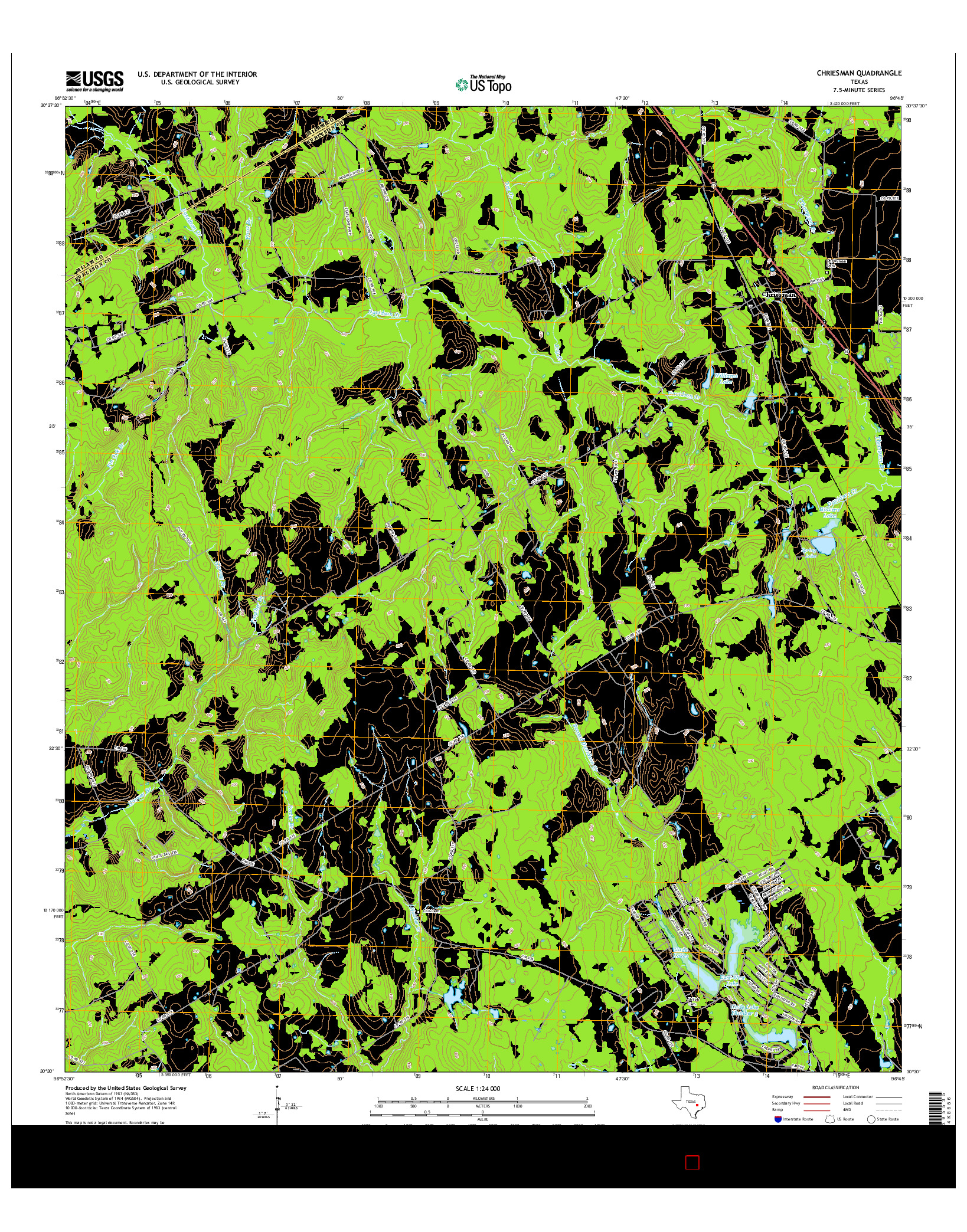 USGS US TOPO 7.5-MINUTE MAP FOR CHRIESMAN, TX 2016