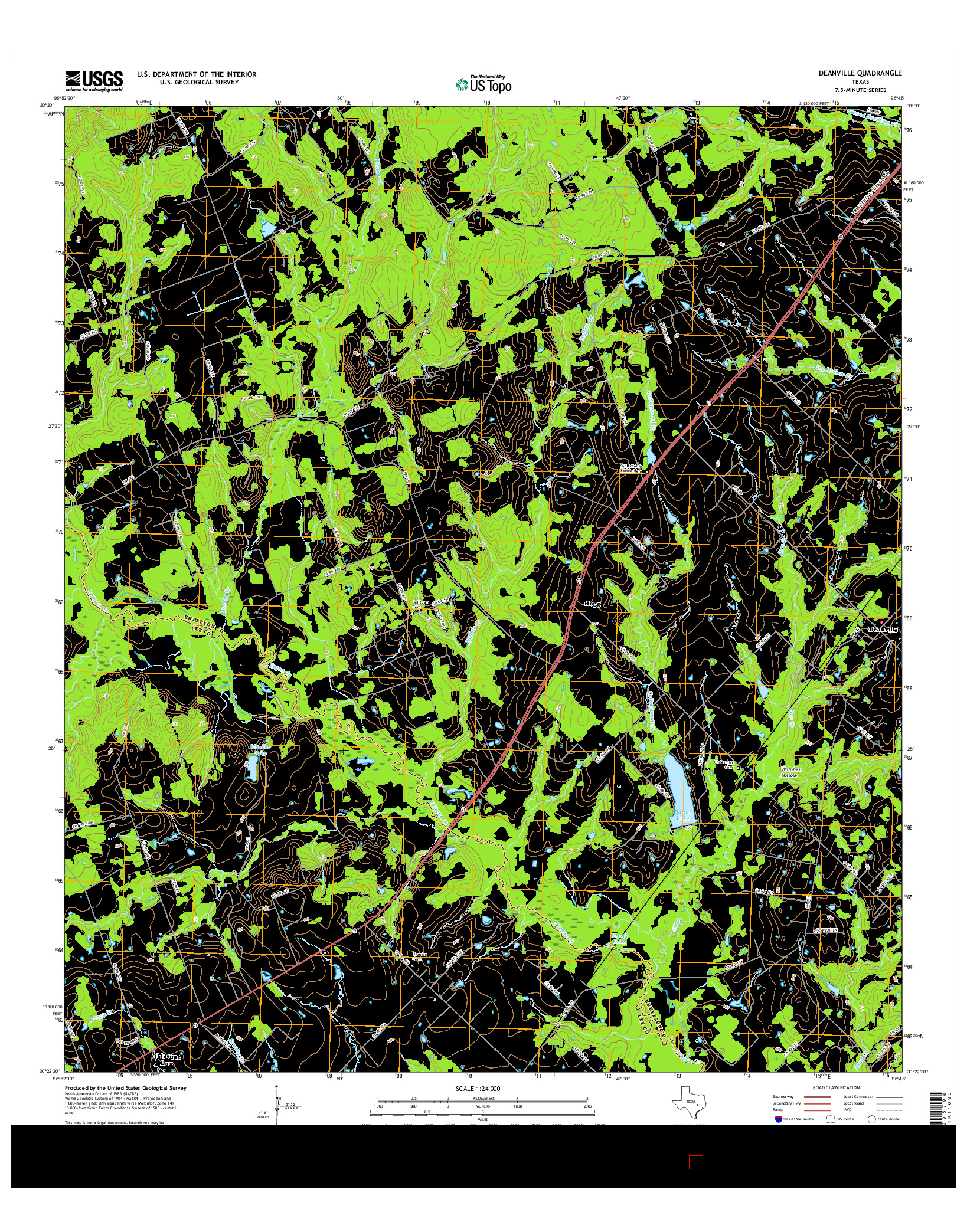 USGS US TOPO 7.5-MINUTE MAP FOR DEANVILLE, TX 2016