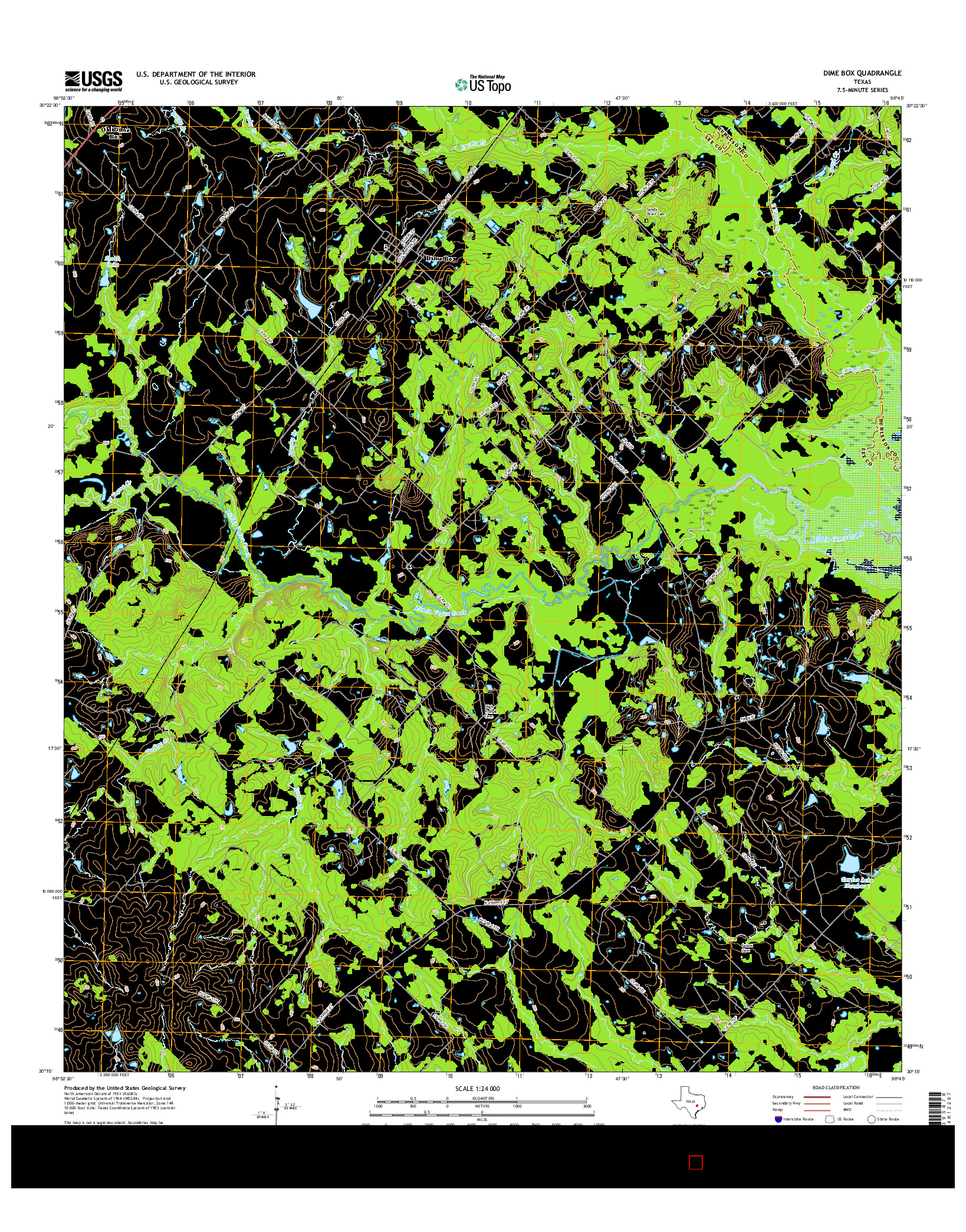 USGS US TOPO 7.5-MINUTE MAP FOR DIME BOX, TX 2016