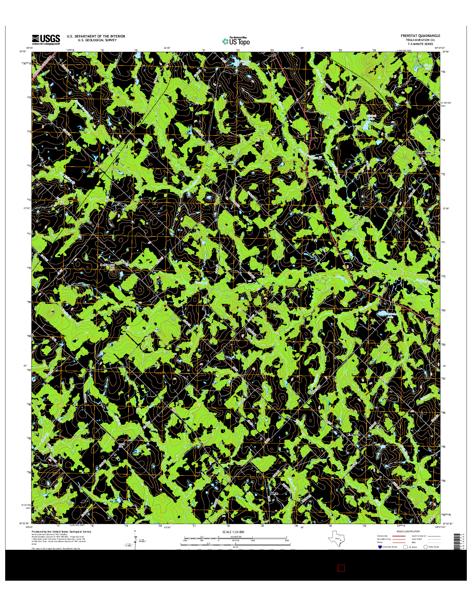 USGS US TOPO 7.5-MINUTE MAP FOR FRENSTAT, TX 2016