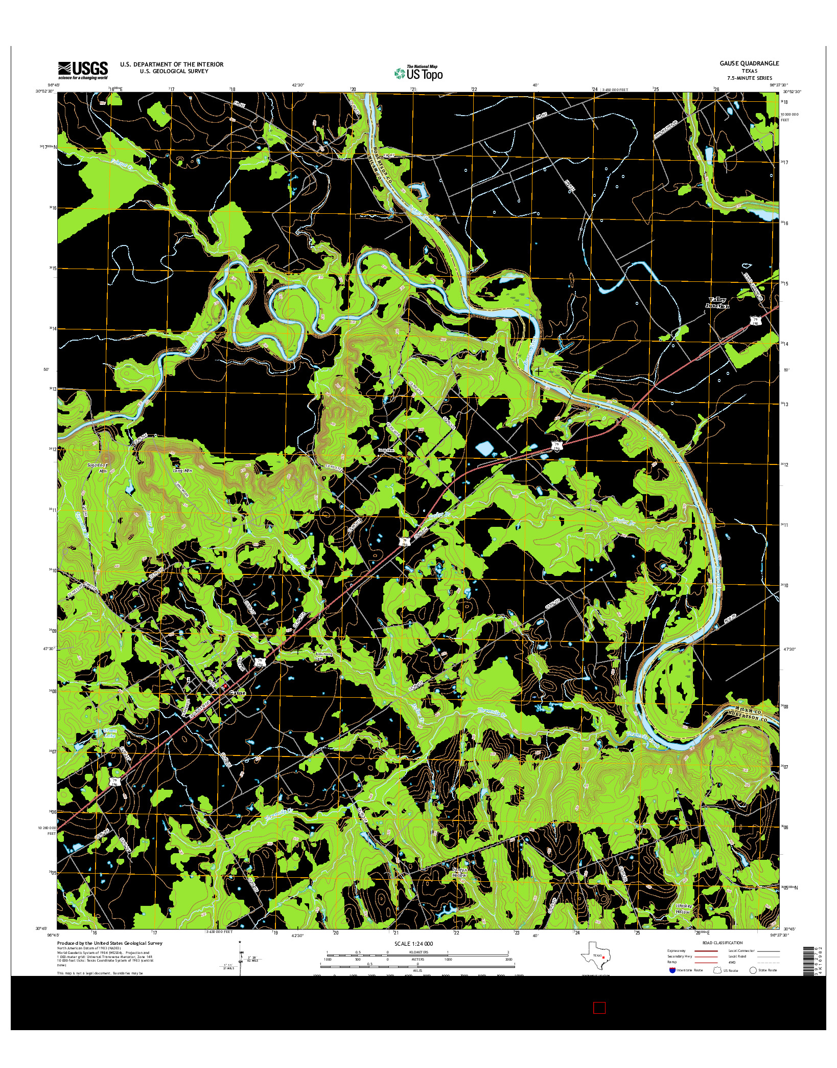 USGS US TOPO 7.5-MINUTE MAP FOR GAUSE, TX 2016