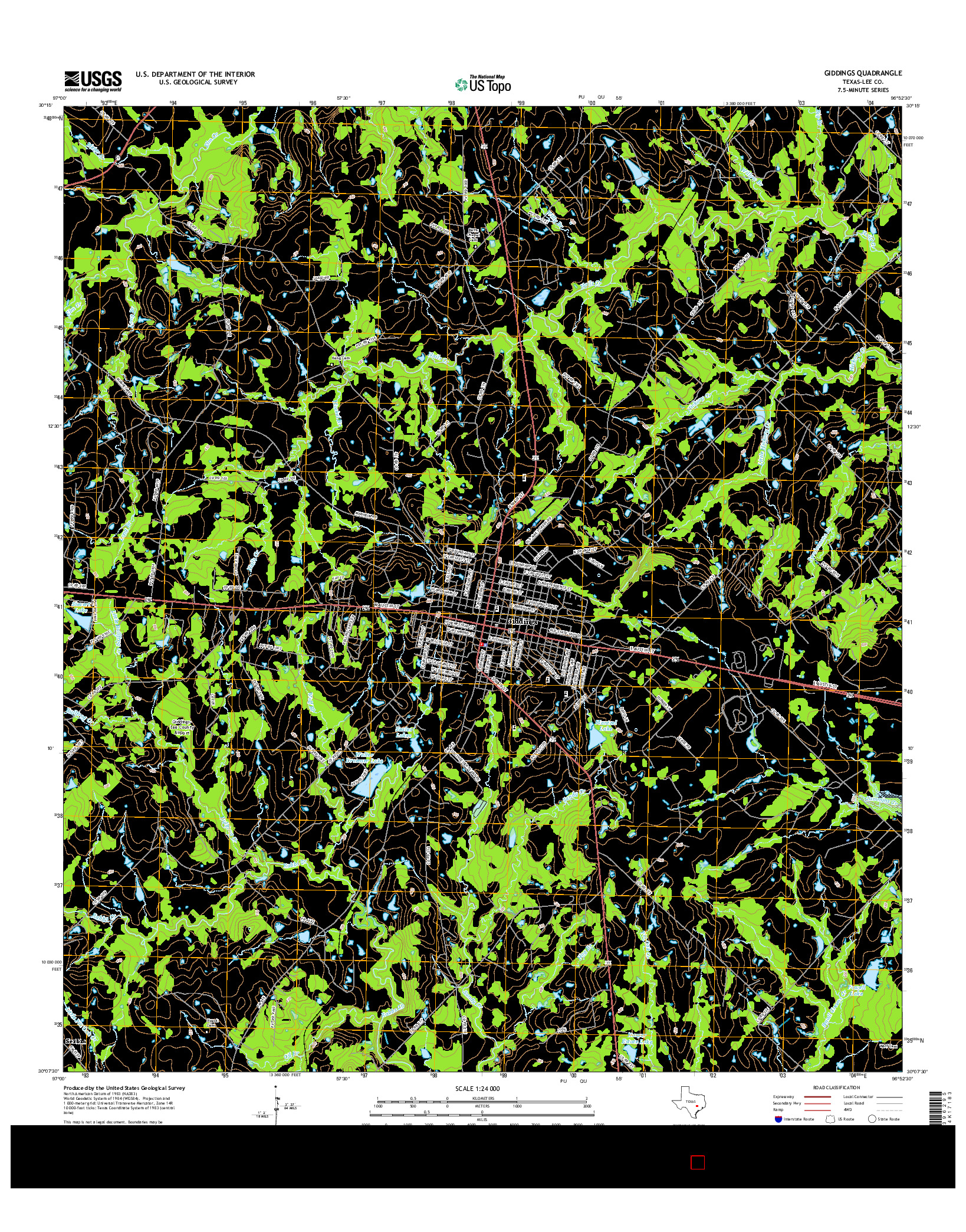 USGS US TOPO 7.5-MINUTE MAP FOR GIDDINGS, TX 2016