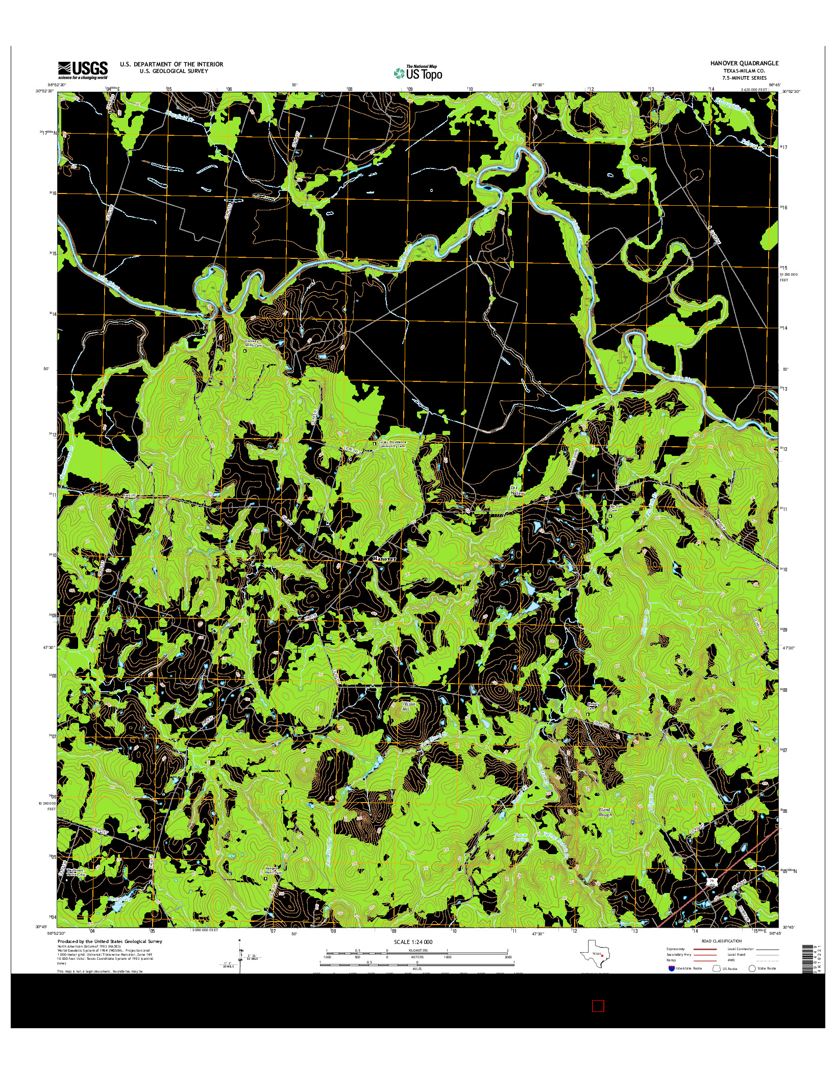 USGS US TOPO 7.5-MINUTE MAP FOR HANOVER, TX 2016