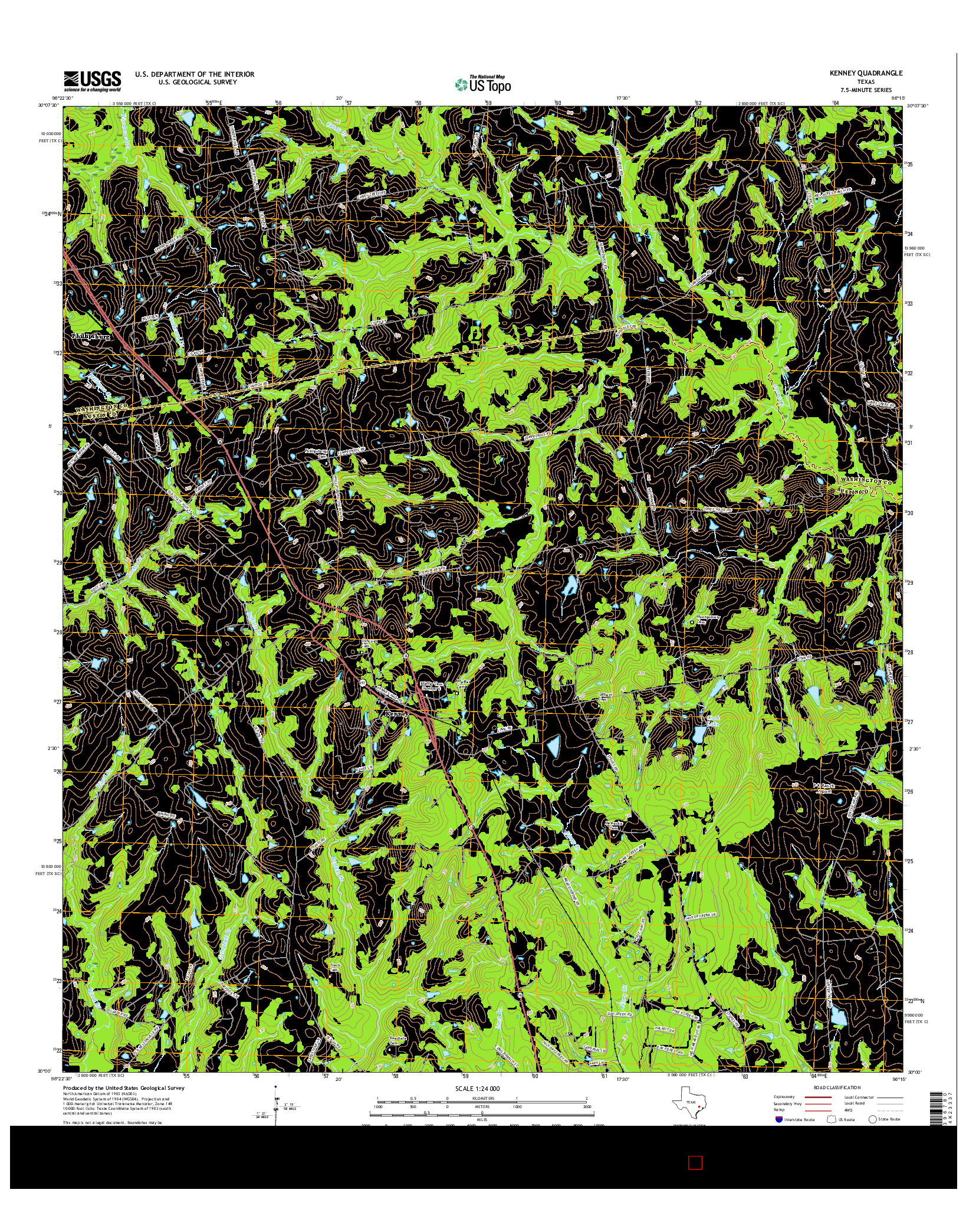 USGS US TOPO 7.5-MINUTE MAP FOR KENNEY, TX 2016