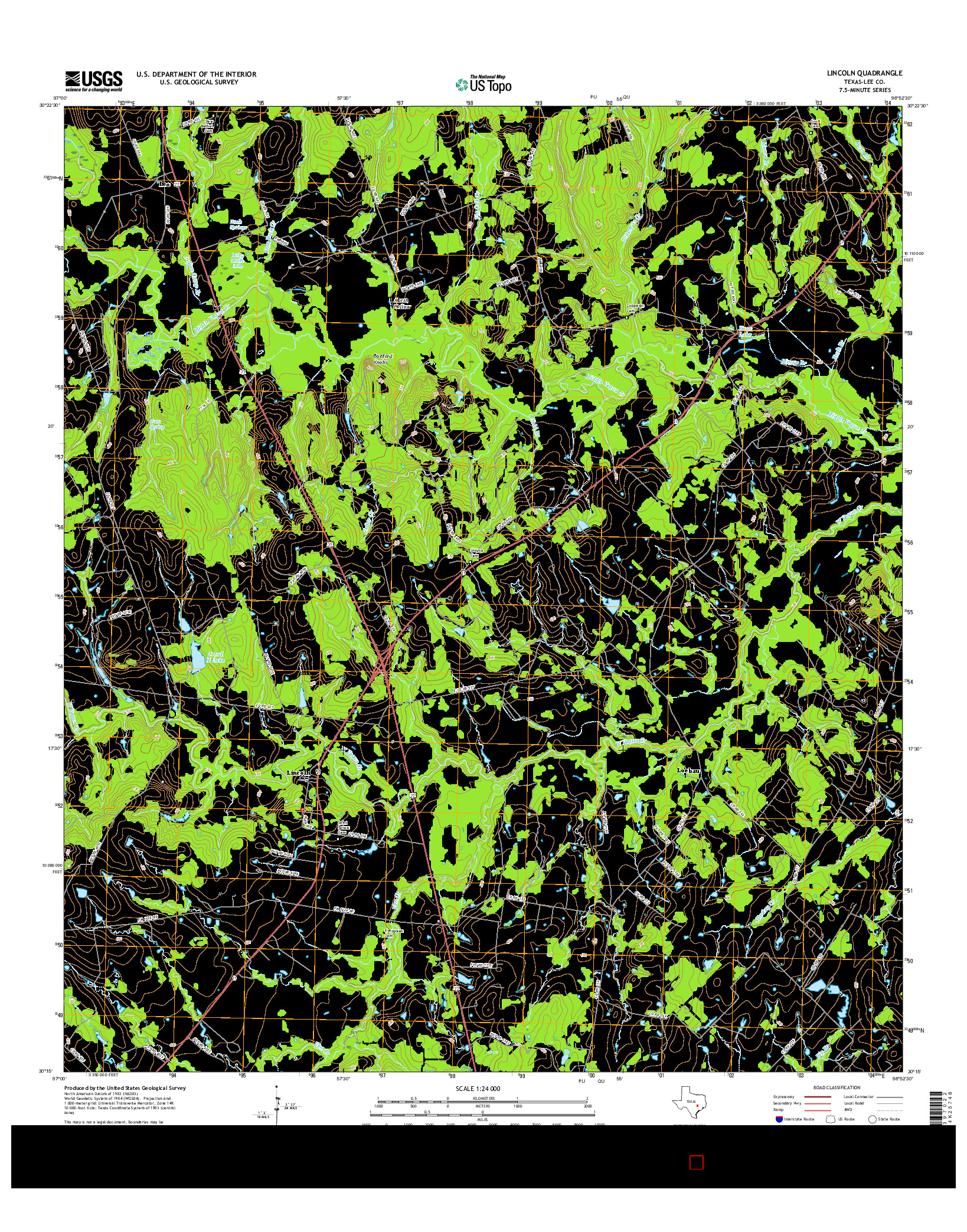 USGS US TOPO 7.5-MINUTE MAP FOR LINCOLN, TX 2016