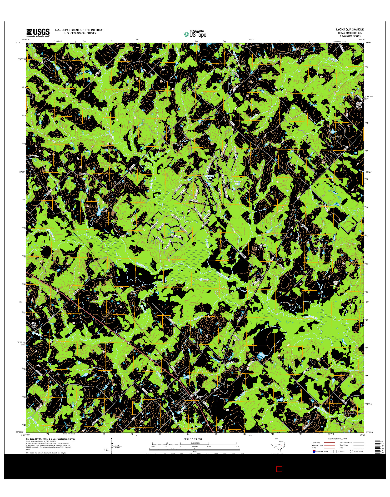 USGS US TOPO 7.5-MINUTE MAP FOR LYONS, TX 2016