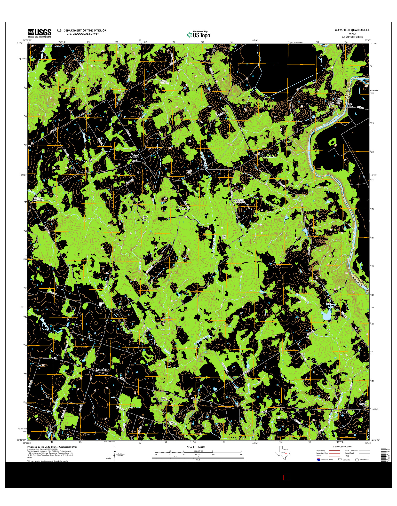 USGS US TOPO 7.5-MINUTE MAP FOR MAYSFIELD, TX 2016