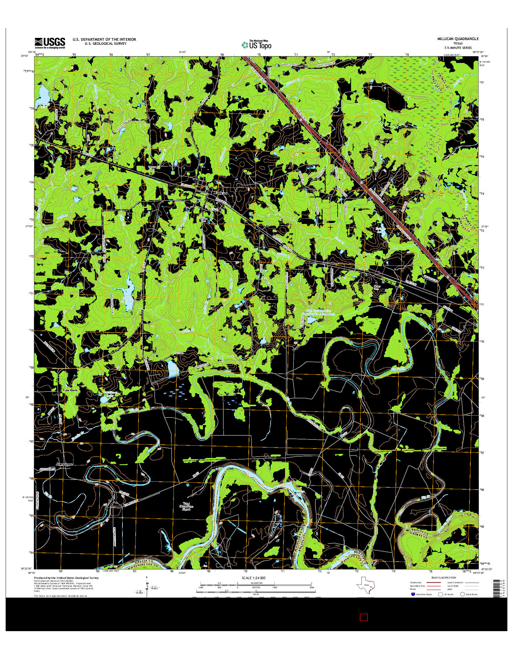 USGS US TOPO 7.5-MINUTE MAP FOR MILLICAN, TX 2016