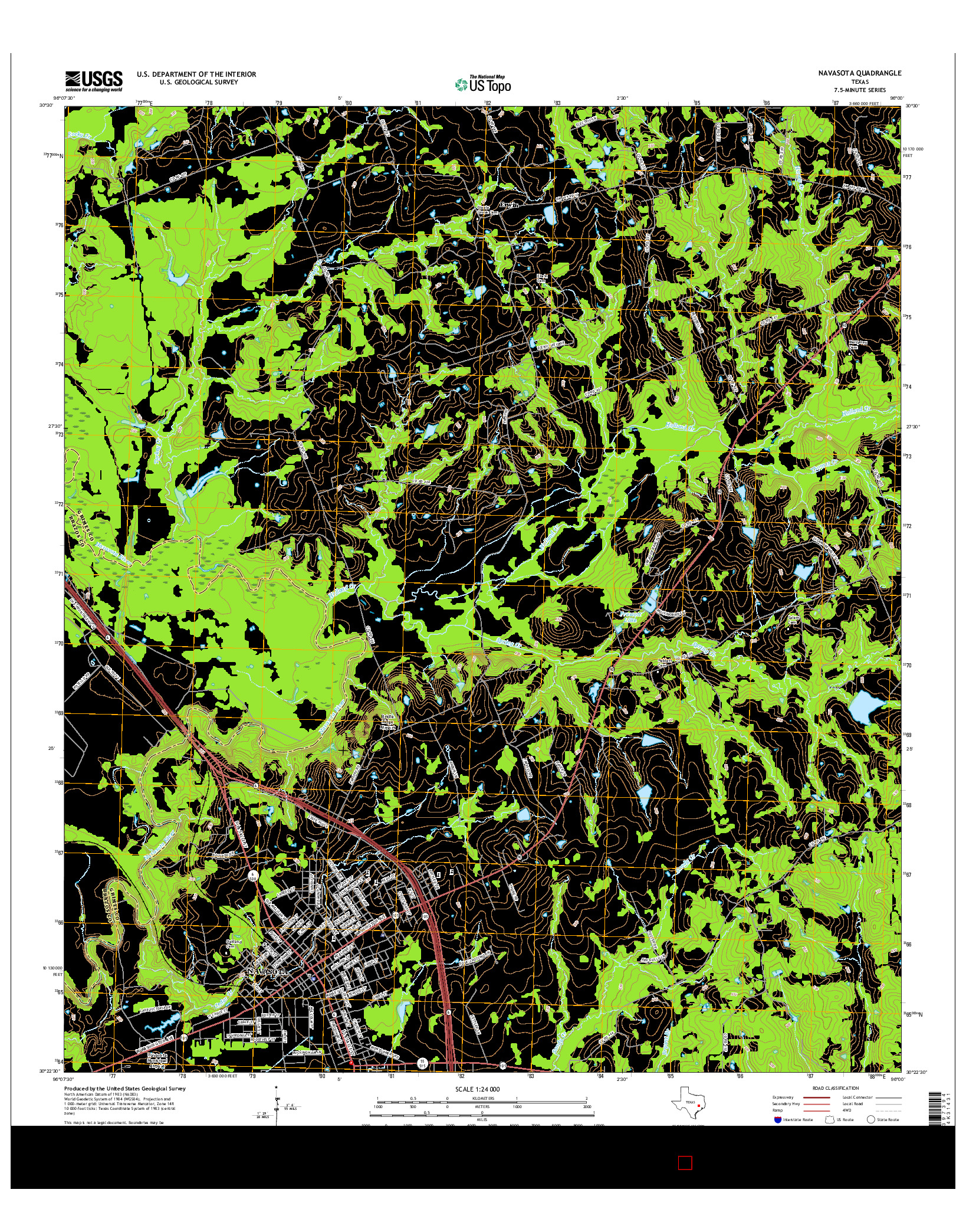 USGS US TOPO 7.5-MINUTE MAP FOR NAVASOTA, TX 2016