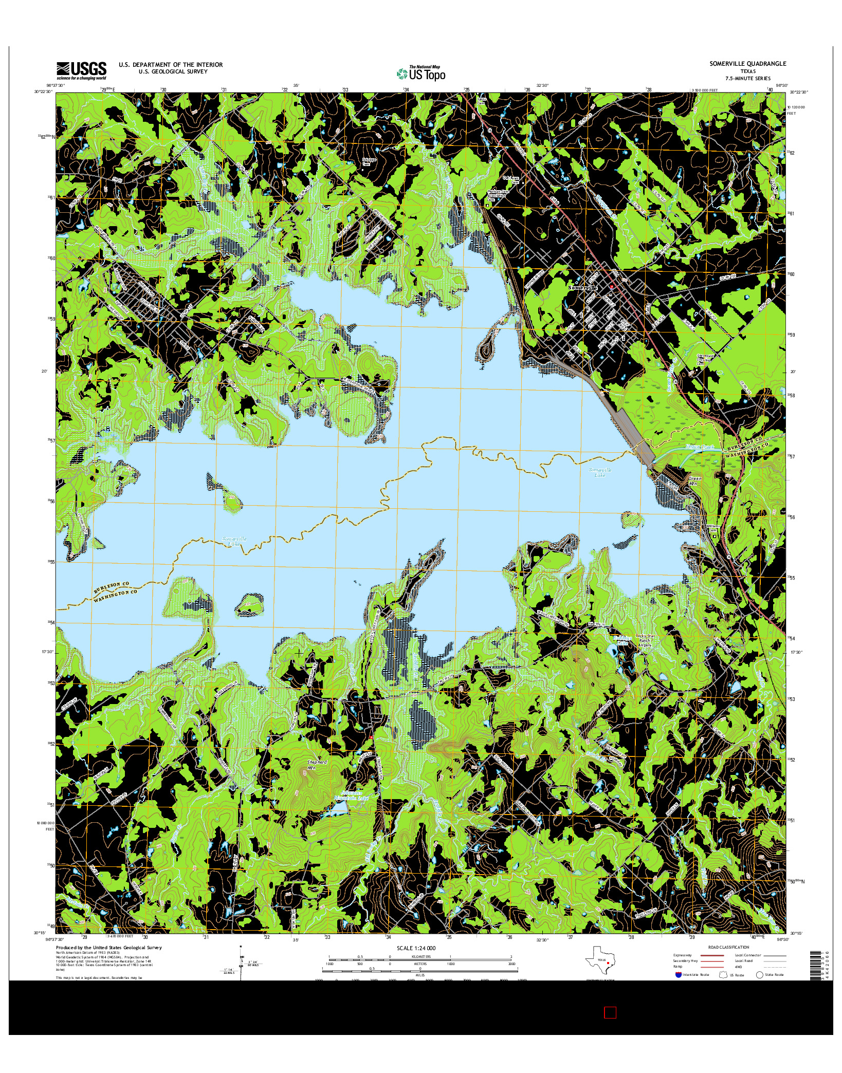 USGS US TOPO 7.5-MINUTE MAP FOR SOMERVILLE, TX 2016