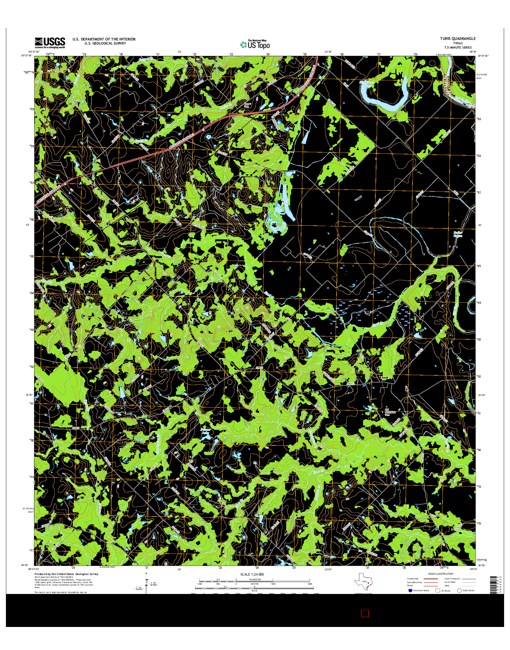 USGS US TOPO 7.5-MINUTE MAP FOR TUNIS, TX 2016