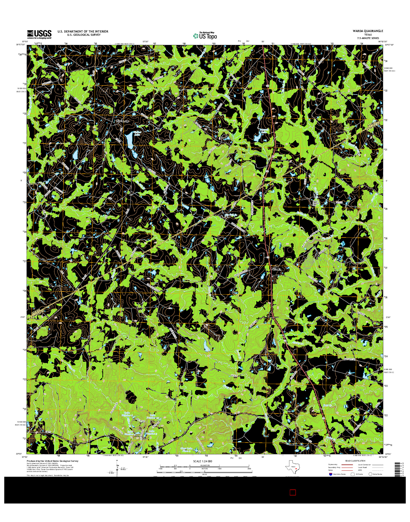 USGS US TOPO 7.5-MINUTE MAP FOR WARDA, TX 2016