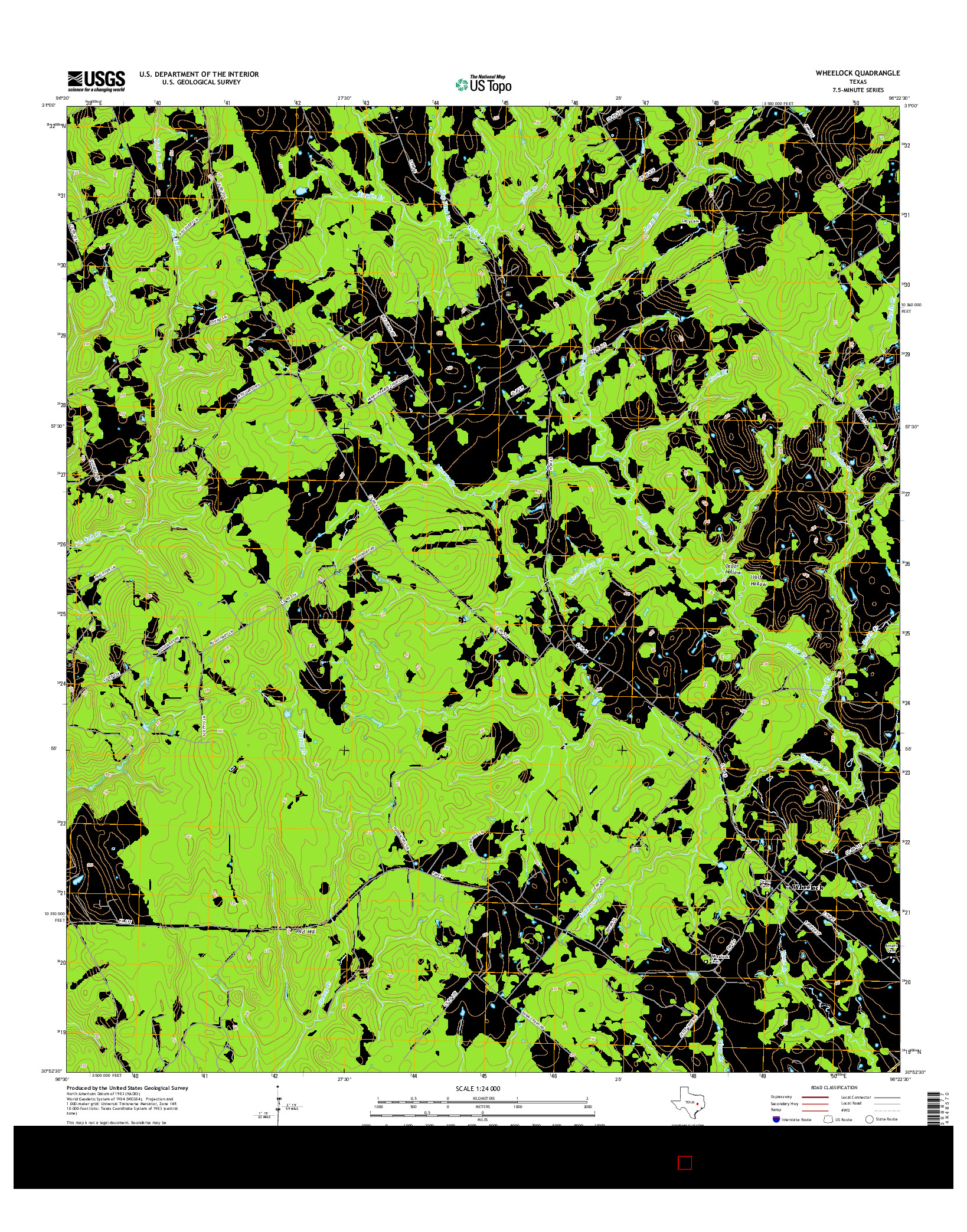 USGS US TOPO 7.5-MINUTE MAP FOR WHEELOCK, TX 2016